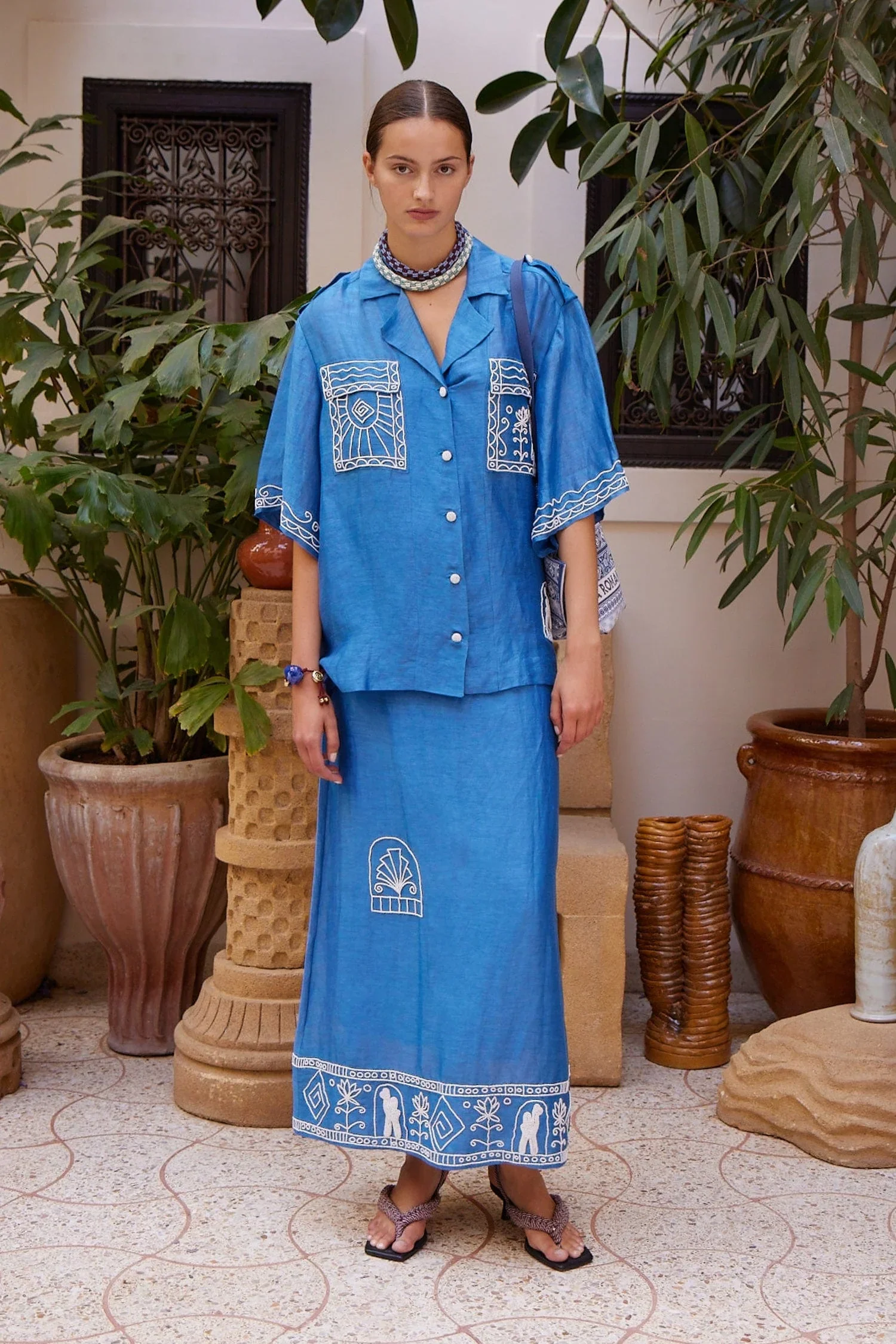 Alémais Yasmeen Embellished Oversized Shirt - Blue