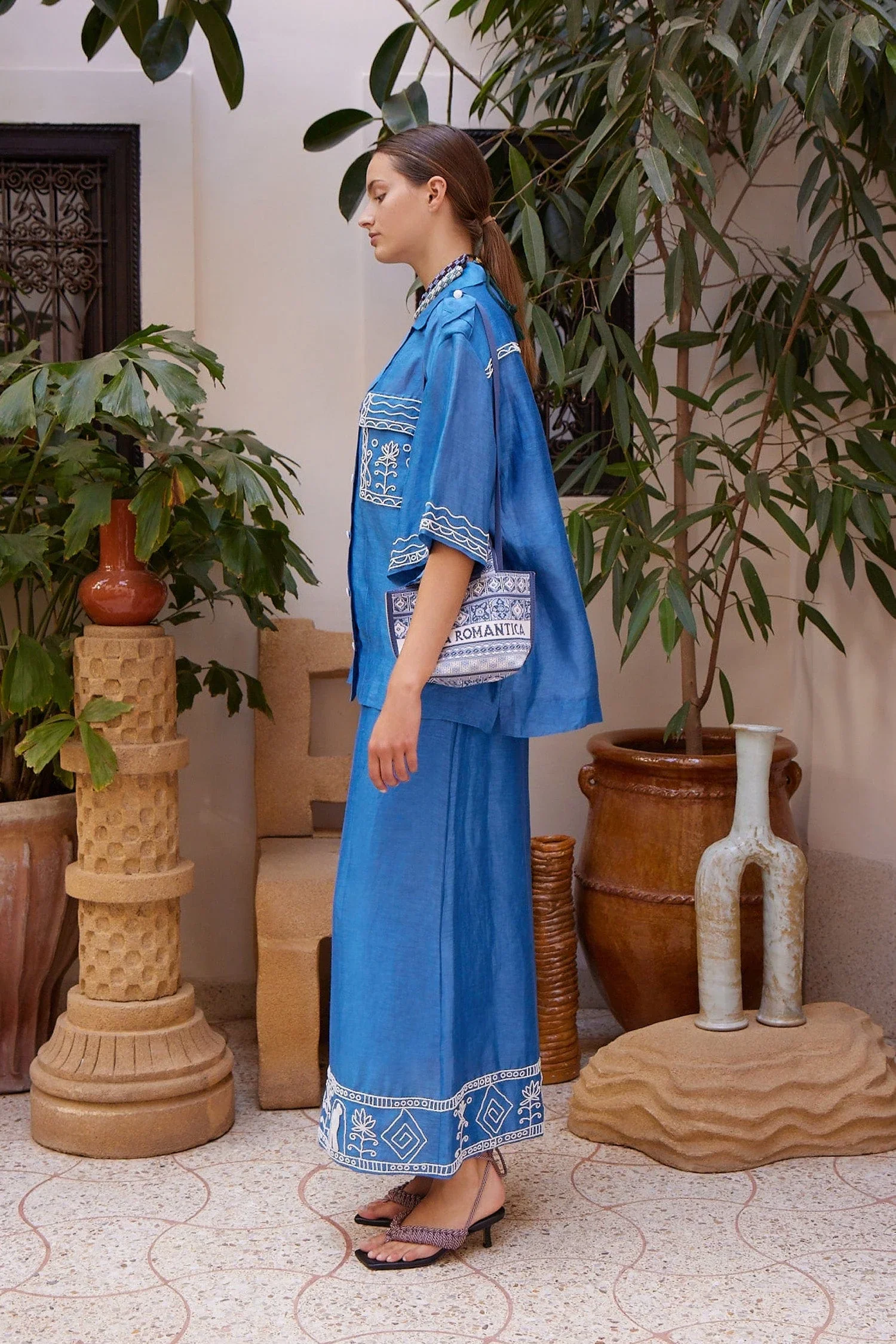 Alémais Yasmeen Embellished Oversized Shirt - Blue - Image 4