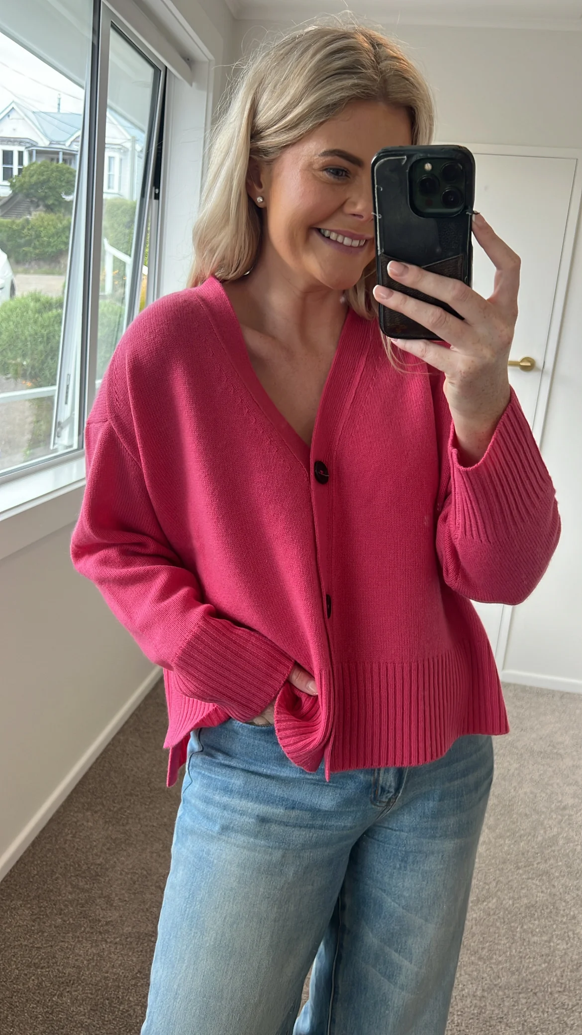Alete Threads by Aleger Tiber Oversized Cardigan - Hot Pink - Image 3