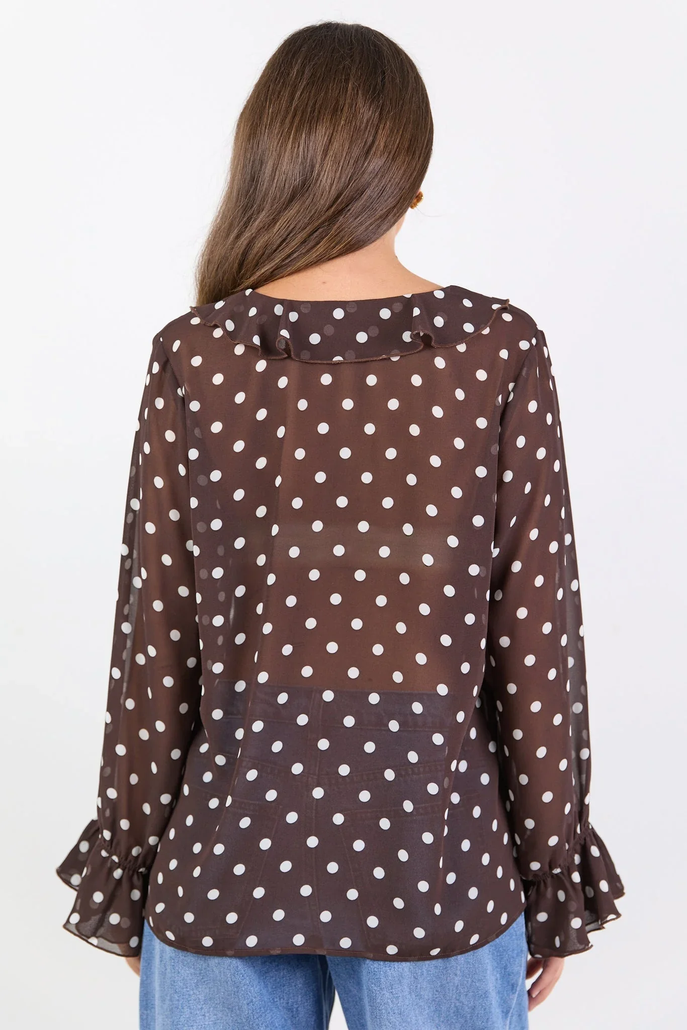 Among The Brave Bohemian Blouse - Chocolate Polkadot - Image 5