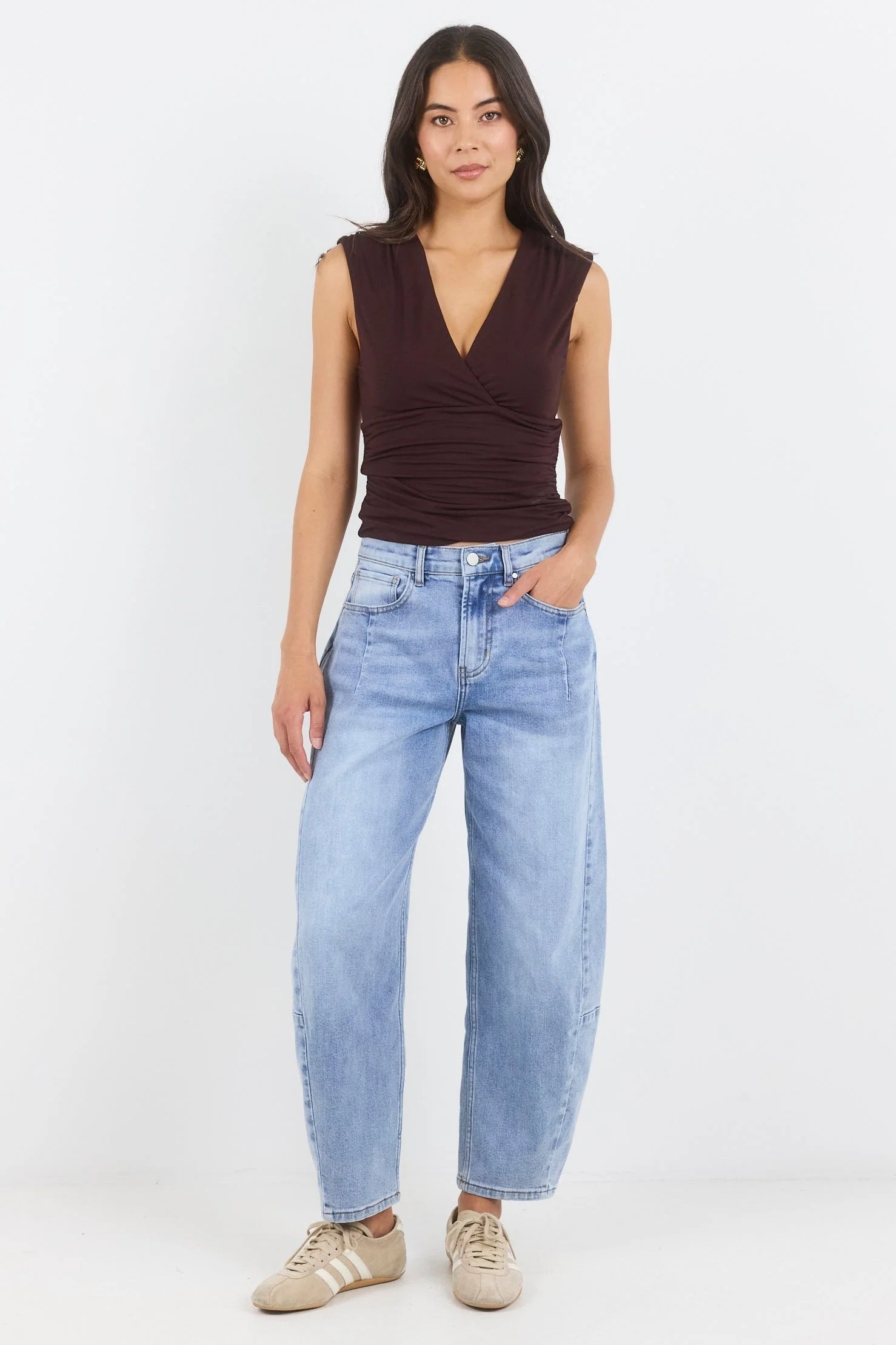 Among The Brave Graduate Stretch Barrel Jeans - Light Blue - Image 3