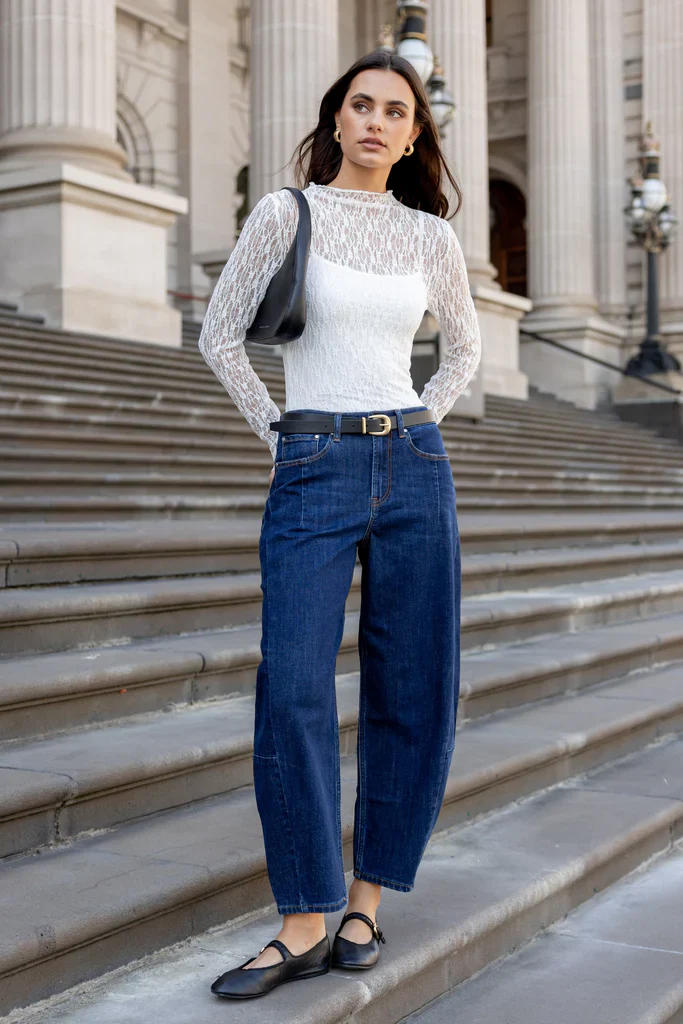Among The Brave Graduate Stretch Barrel Jeans - Dark Blue - Image 2