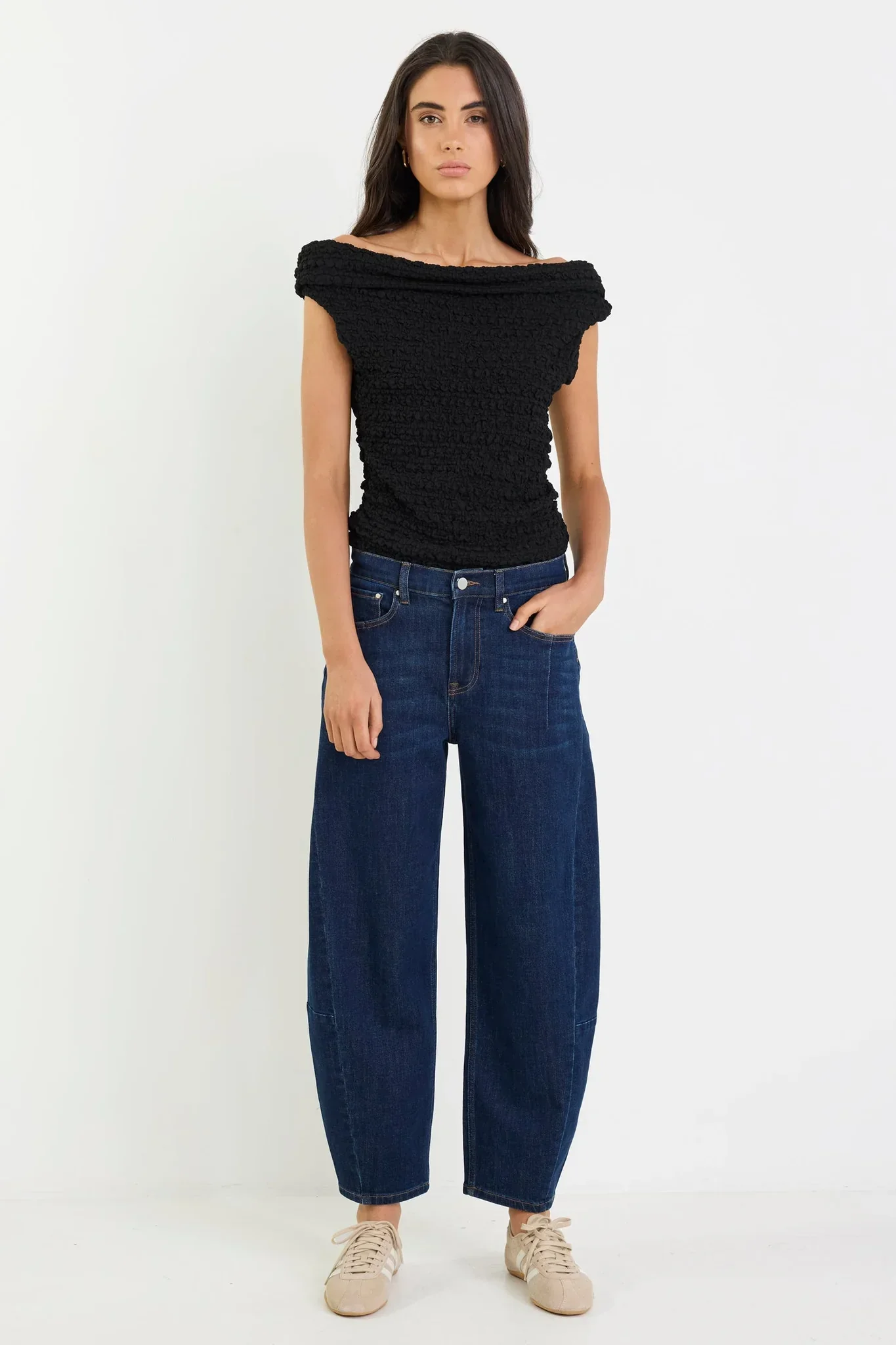 Among The Brave Graduate Stretch Barrel Jeans - Dark Blue - Image 3