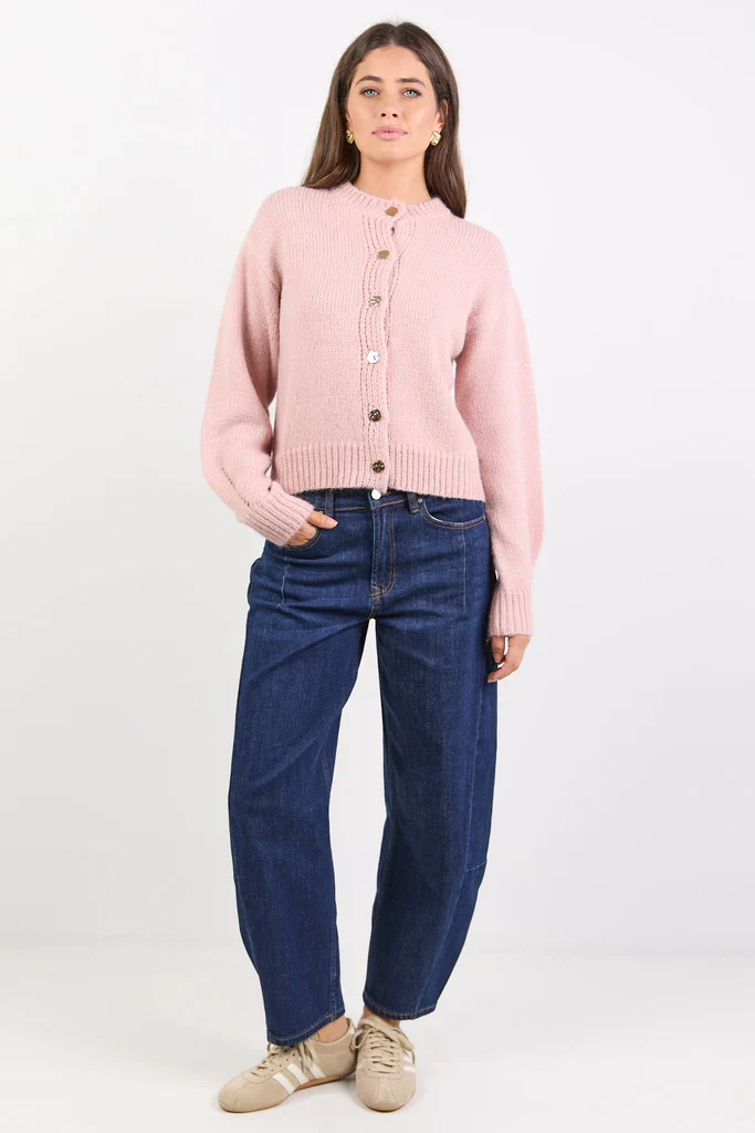 Among The Brave Mirage Fluffy Crewneck Cardigan - Blush - Image 5