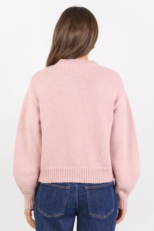 Among The Brave Mirage Fluffy Crewneck Cardigan - Blush - Image 6