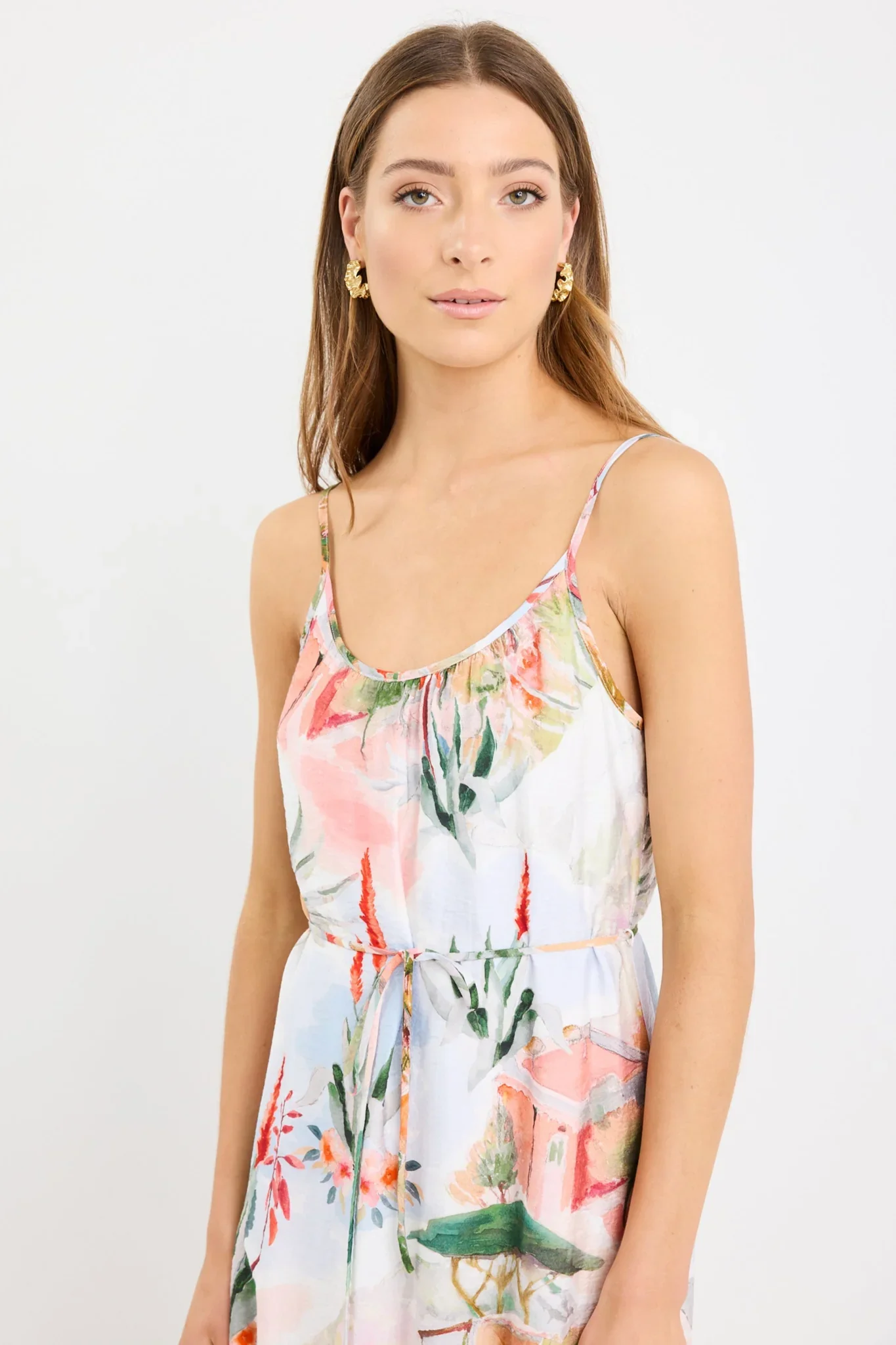 Among The Brave Relax Strappy Tiered Midi Dress - Tuscan Sunset - Image 3