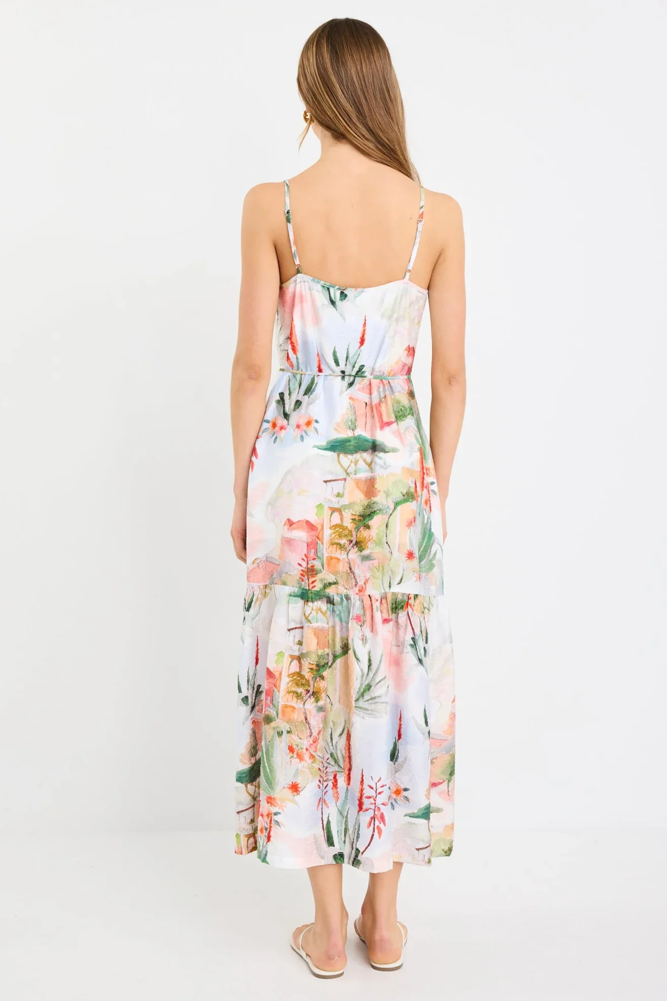Among The Brave Relax Strappy Tiered Midi Dress - Tuscan Sunset - Image 4