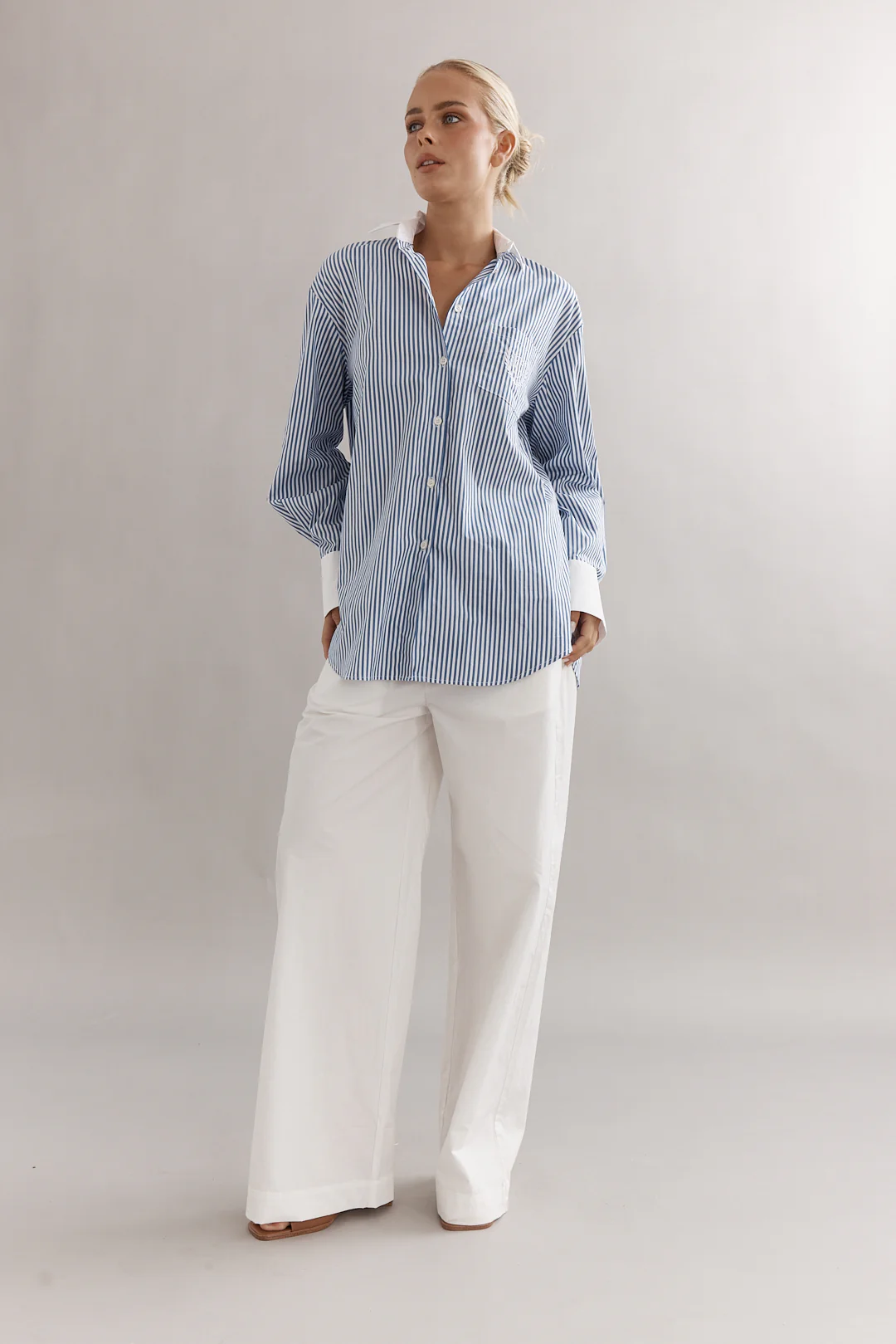 Caitlin Crisp Varsity Shirt - Denim Stripe - Image 5