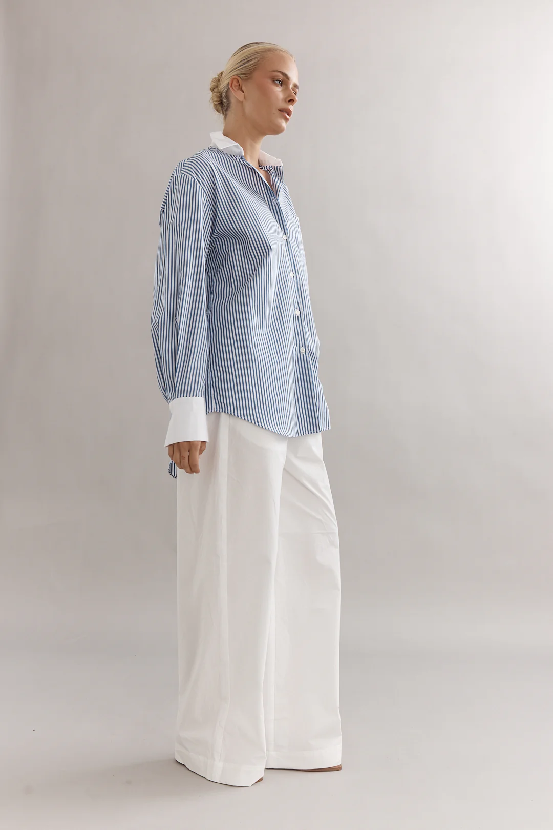 Caitlin Crisp Varsity Shirt - Denim Stripe - Image 7