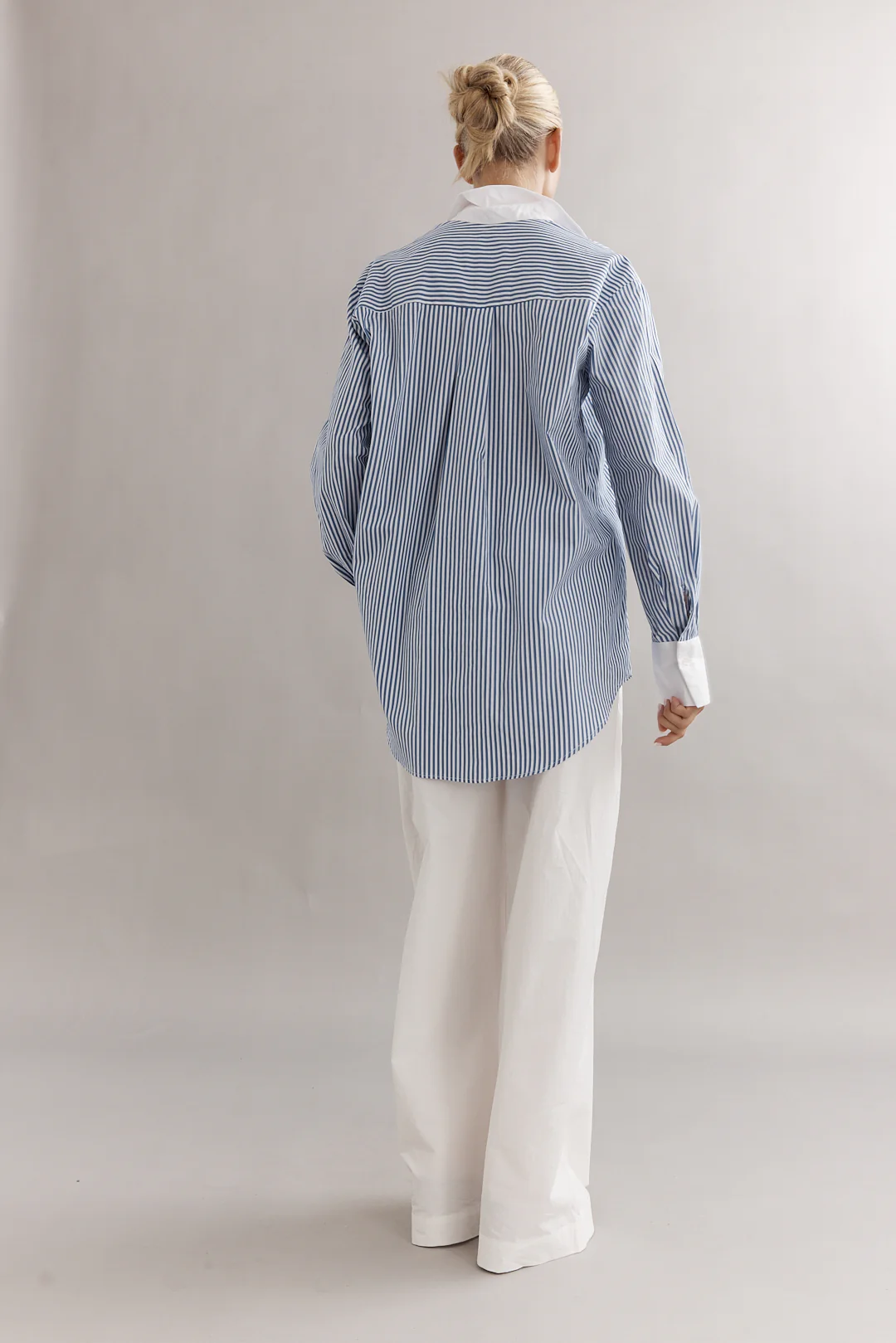 Caitlin Crisp Varsity Shirt - Denim Stripe - Image 9