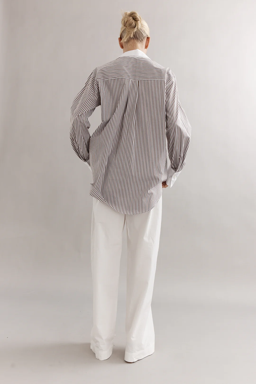 Caitlin Crisp Varsity Shirt - Mocha Stripe - Image 8