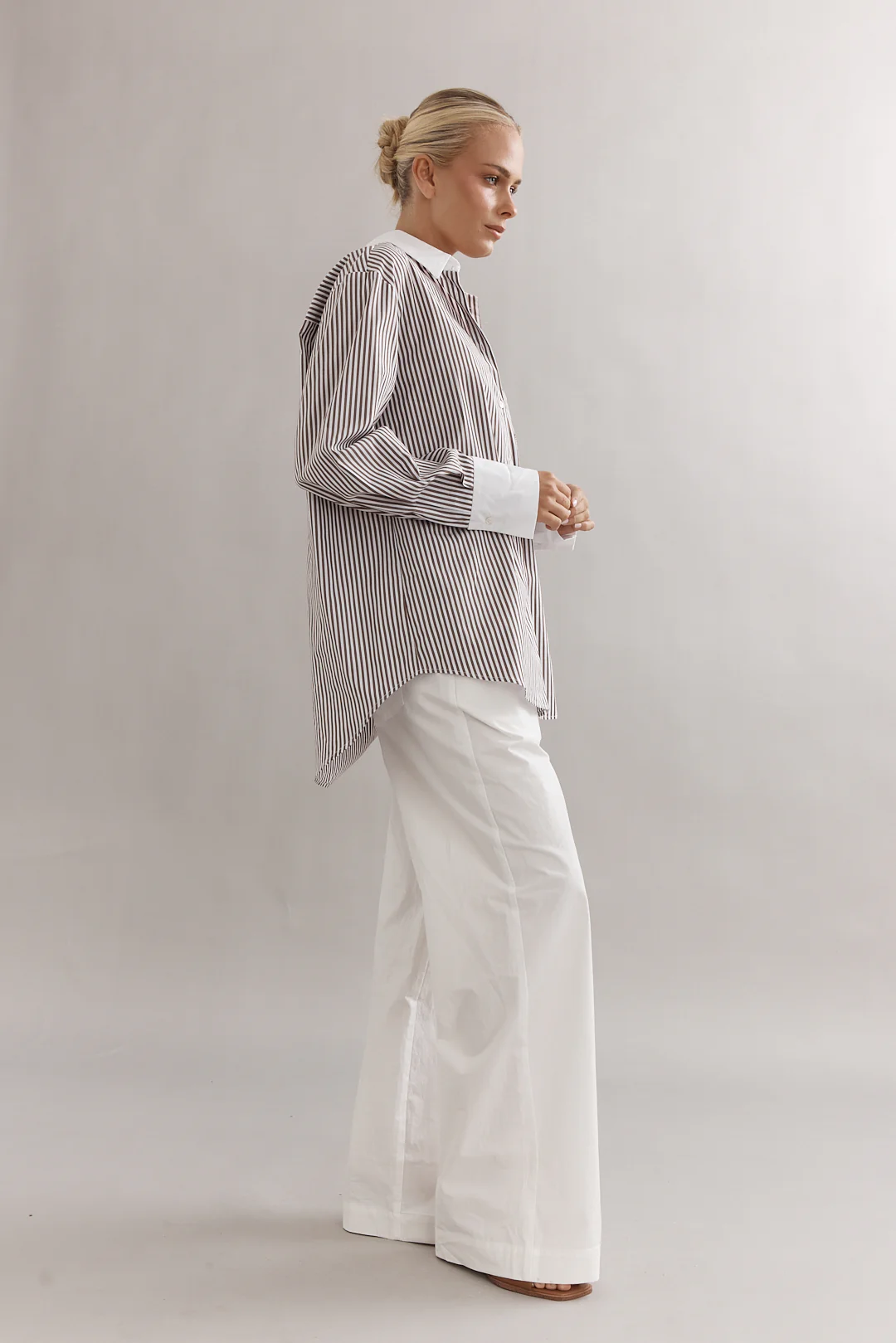 Caitlin Crisp Varsity Shirt - Mocha Stripe - Image 9