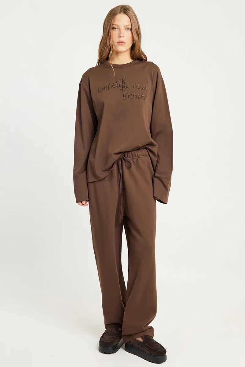 Camilla and Marc Maren Emb Long Sleeve Tee - Chocolate - Image 4