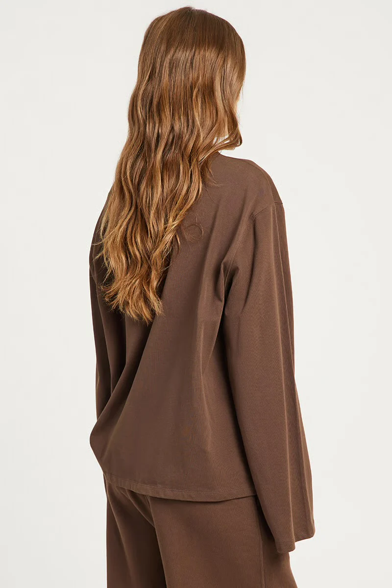 Camilla and Marc Maren Emb Long Sleeve Tee - Chocolate - Image 5