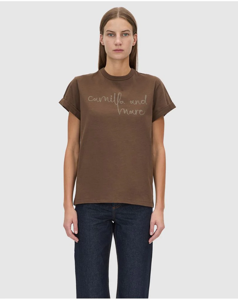 Camilla and Marc Maren Logo Roll Sleeve Tee - Chocolate
