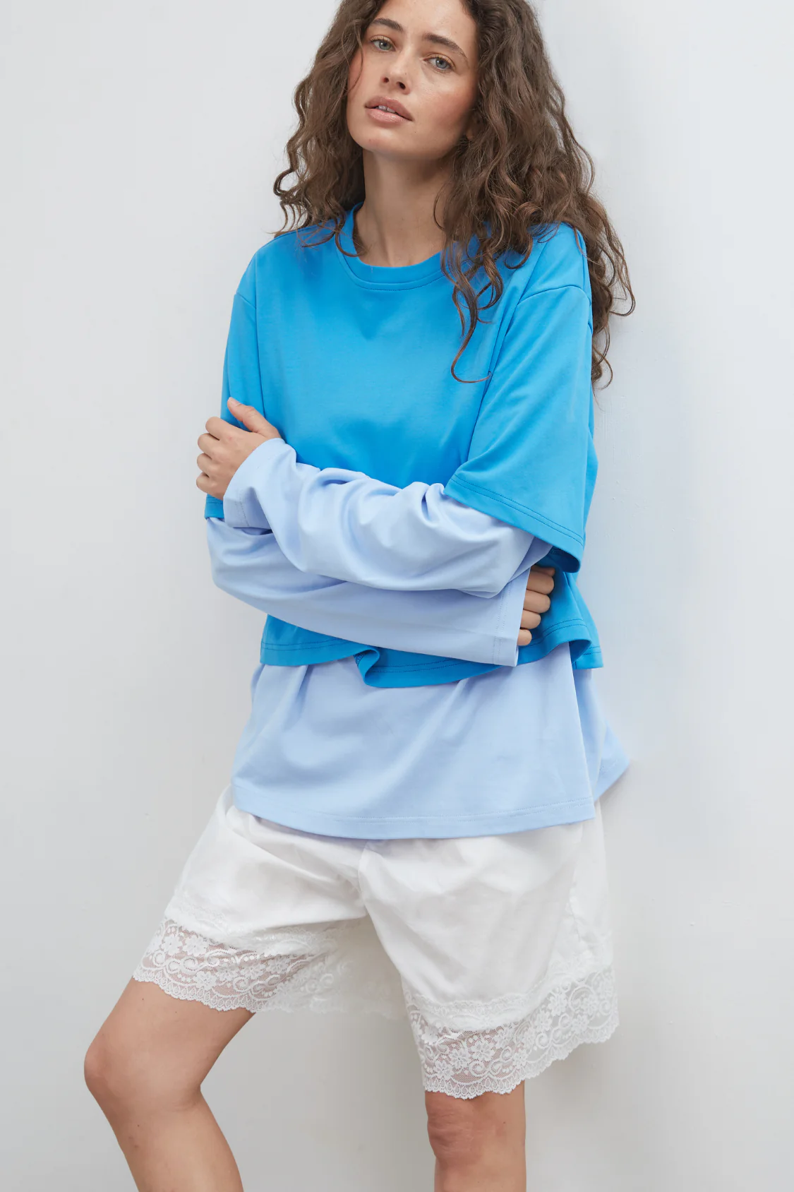 Commonplace Blue Crush LS Tee - Bright Blue - Image 3