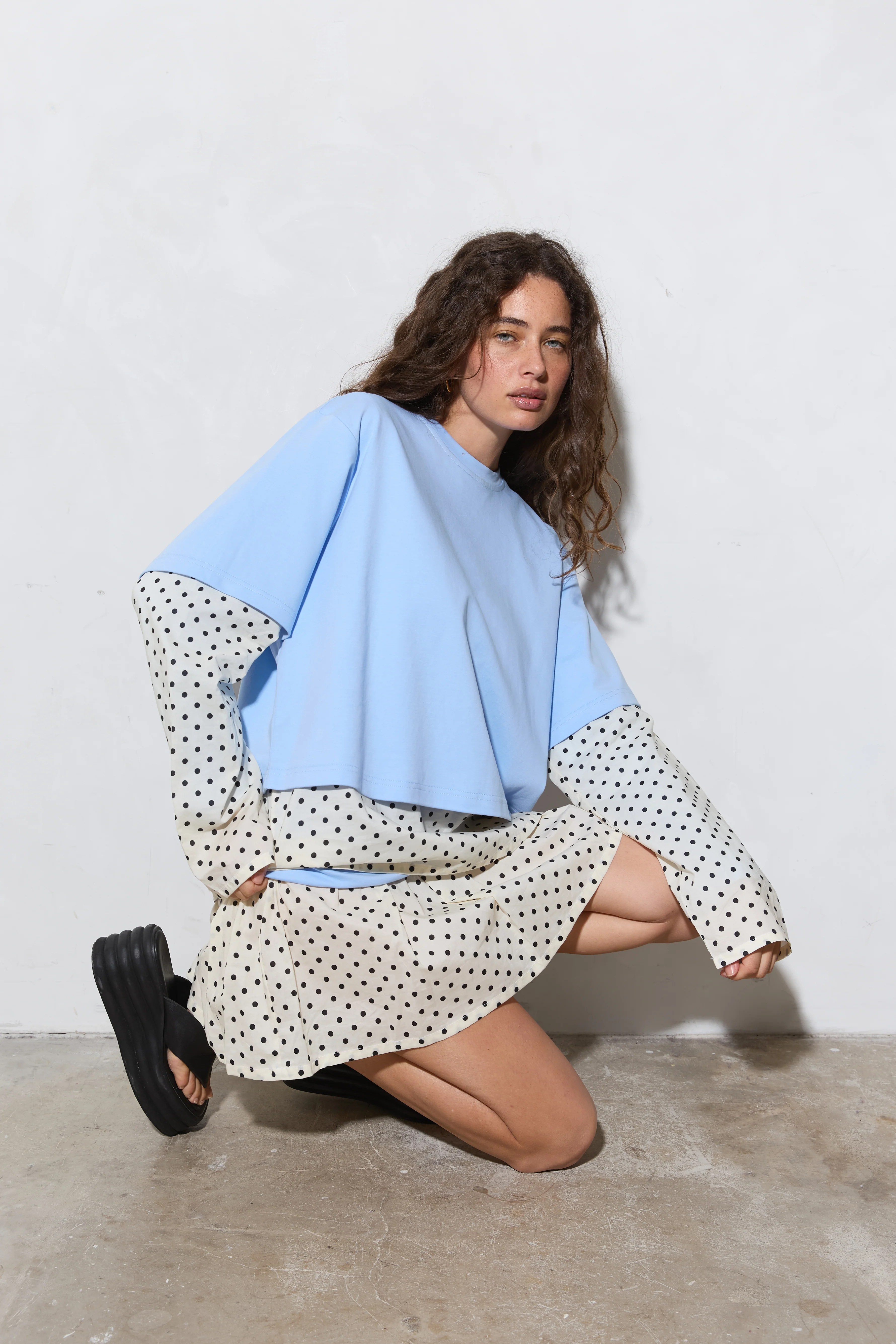 Commonplace Blue Crush LS Tee - Light Blue/Polka - Image 3