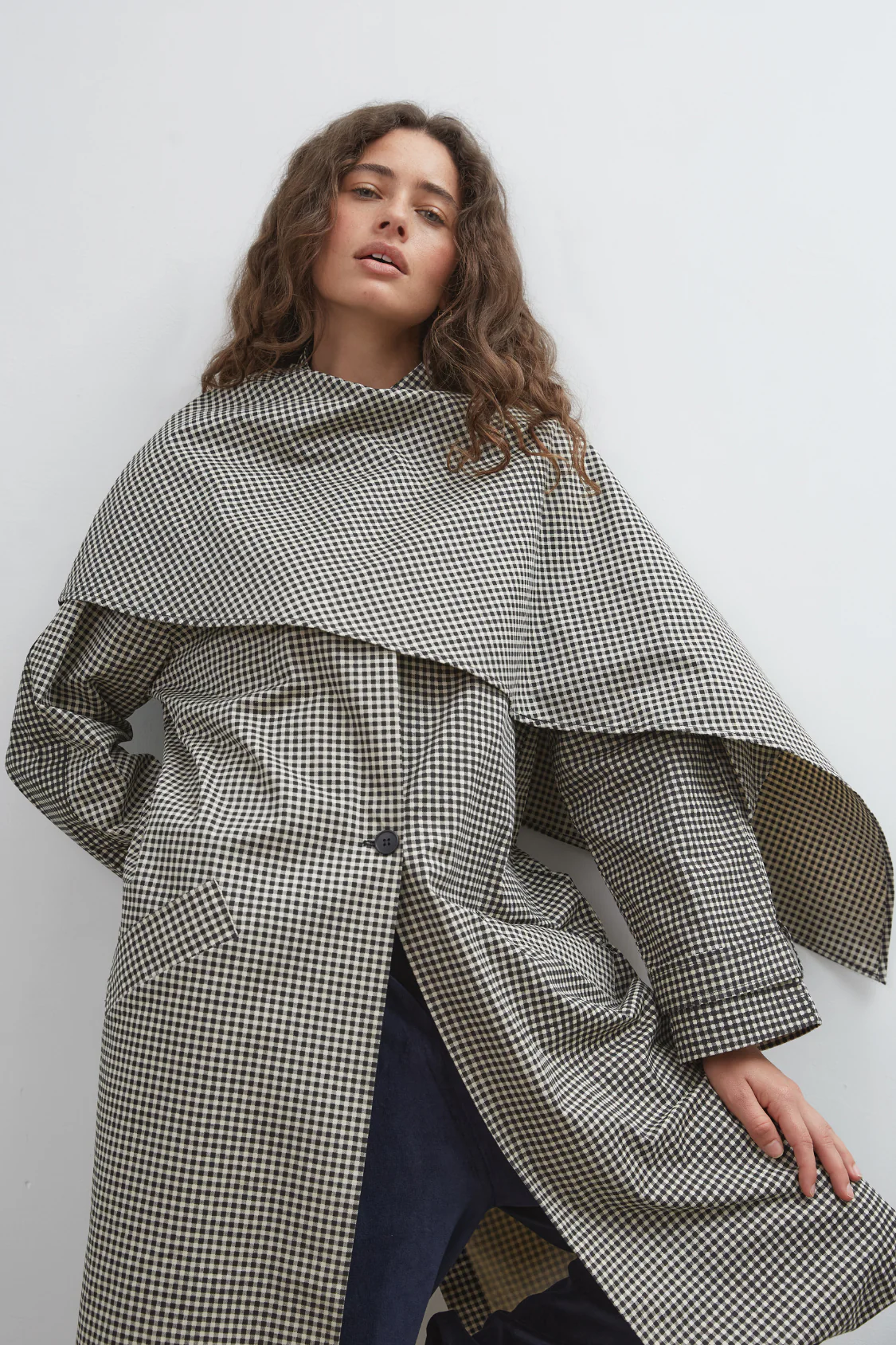 Commonplace Lady Gingham Trench - Black/White - Image 10