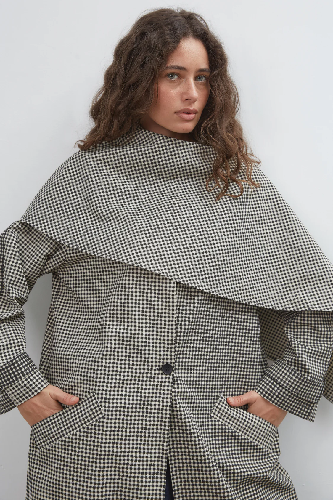 Commonplace Lady Gingham Trench - Black/White - Image 11