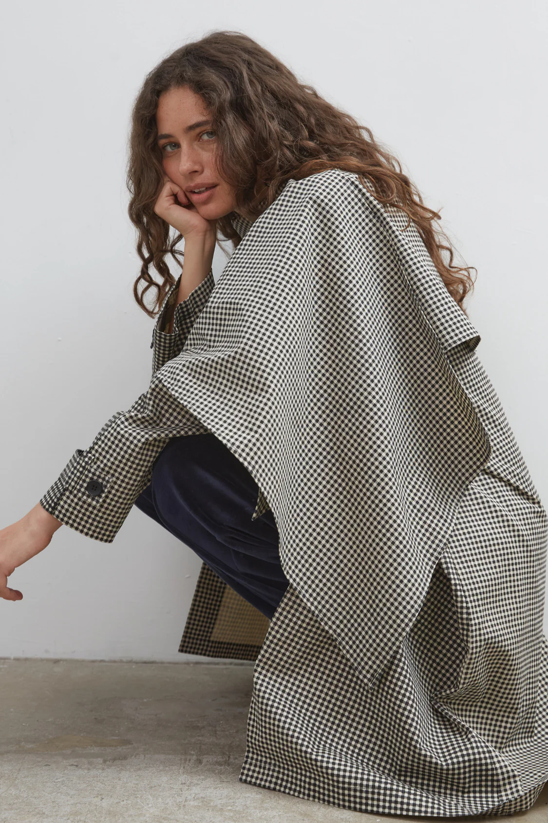 Commonplace Lady Gingham Trench - Black/White - Image 3
