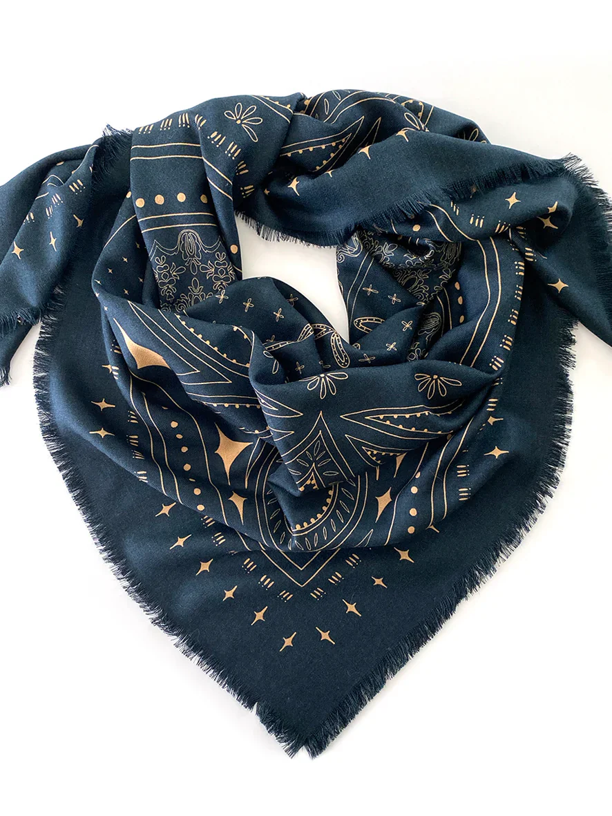 Dark Hampton x Ellie Compton The Quin Navy Wool Silk Scarf Arriving End July - Image 4