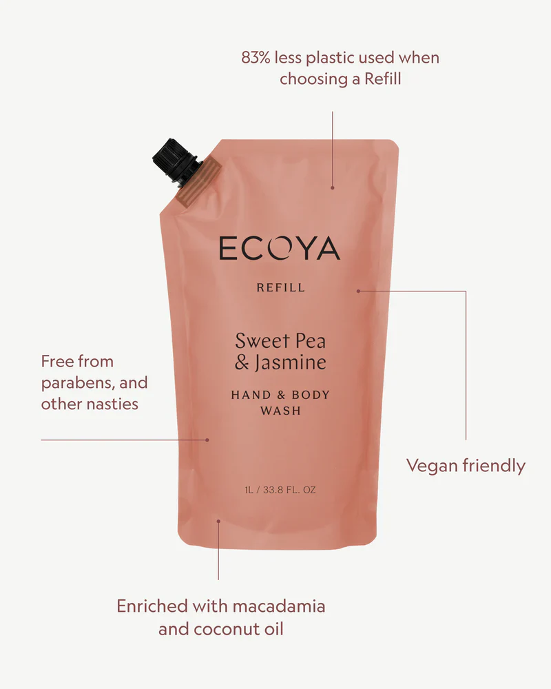 Ecoya Hand & Body Wash Refill - Sweet Pea & Jasmine - Image 3
