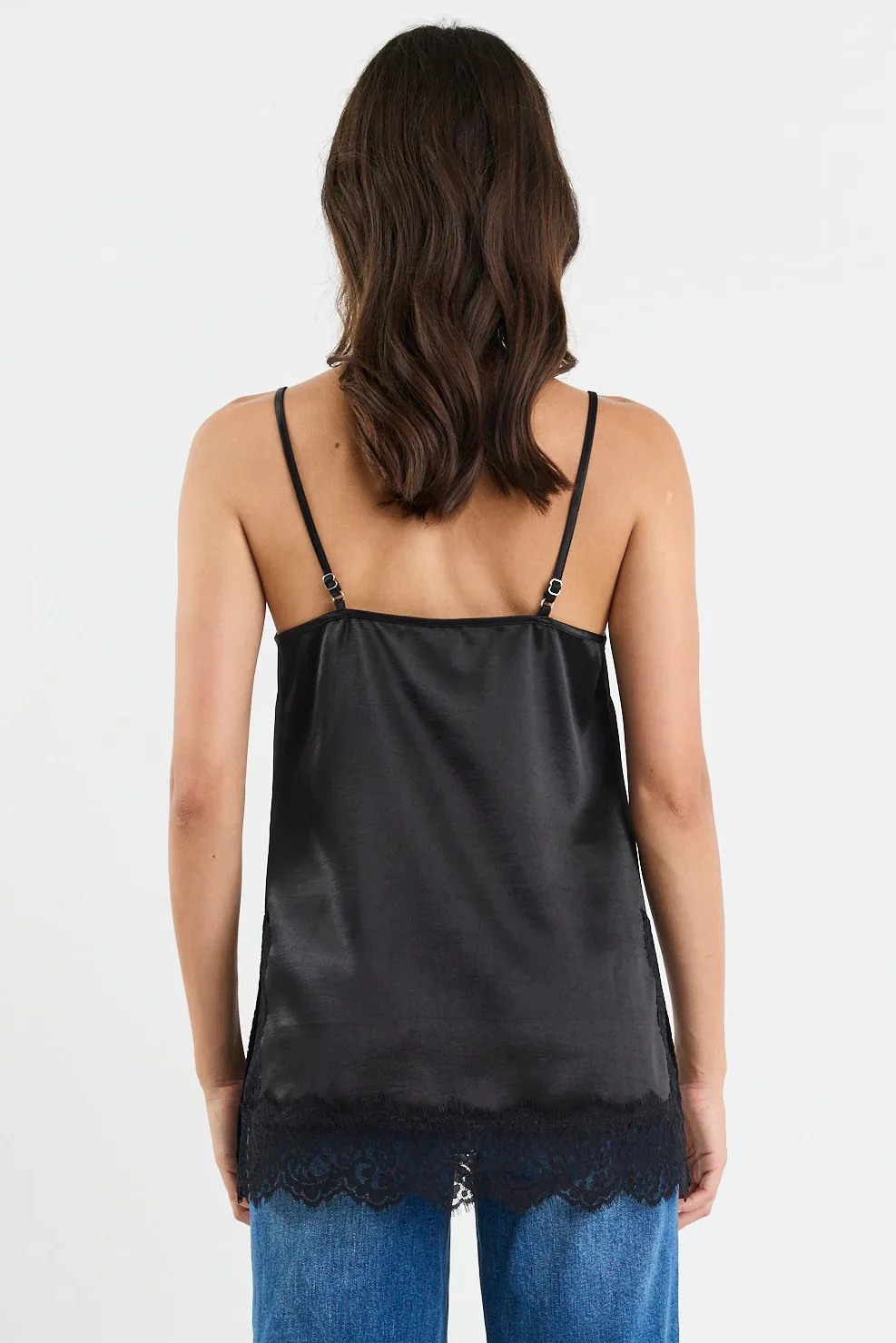 Georgia Zoe Noir - Black Satin Lace Trim Cami - Image 6