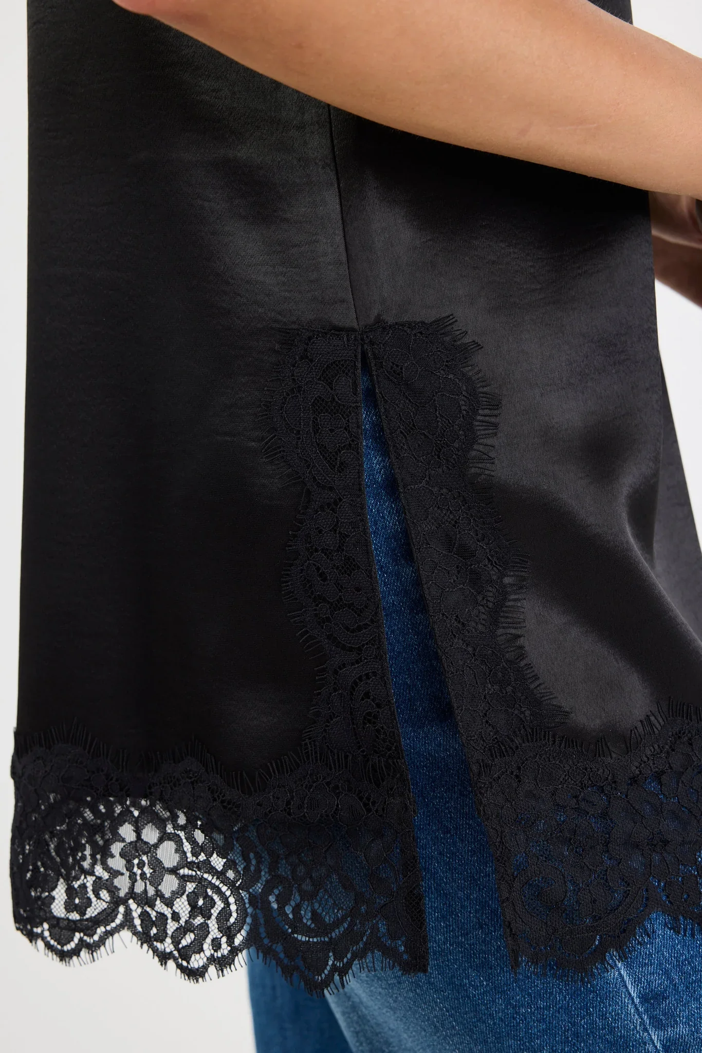 Georgia Zoe Noir - Black Satin Lace Trim Cami - Image 7