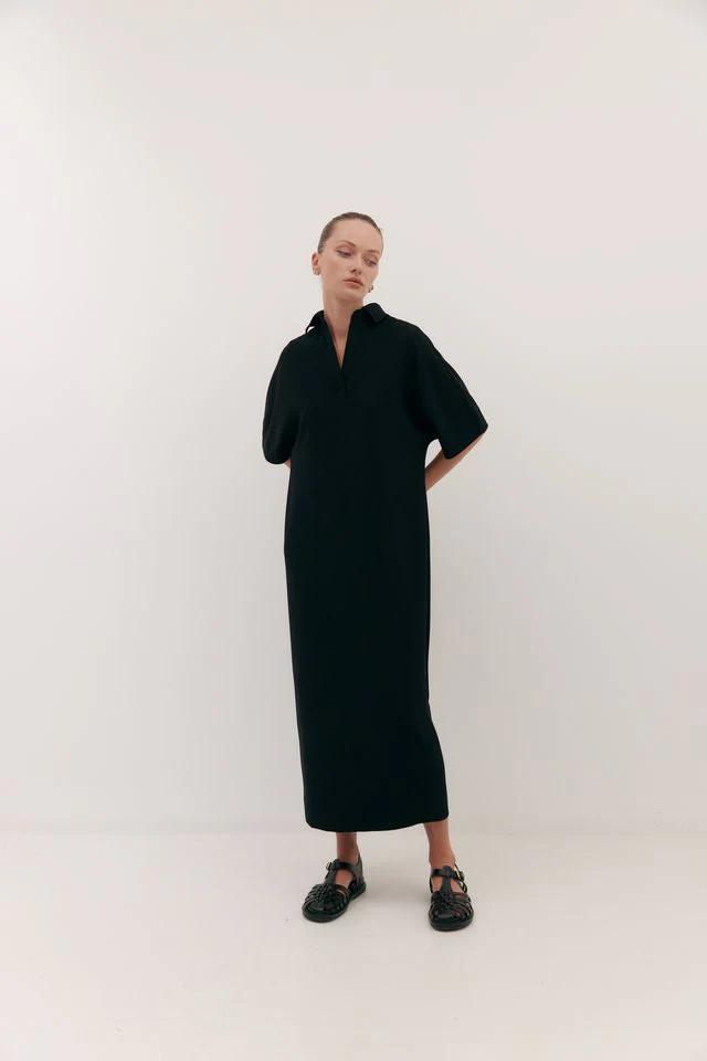 Harris Tapper Long Polo Dress - Black - Image 8