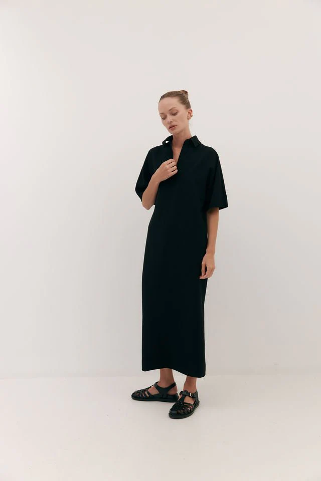 Harris Tapper Long Polo Dress - Black - Image 9