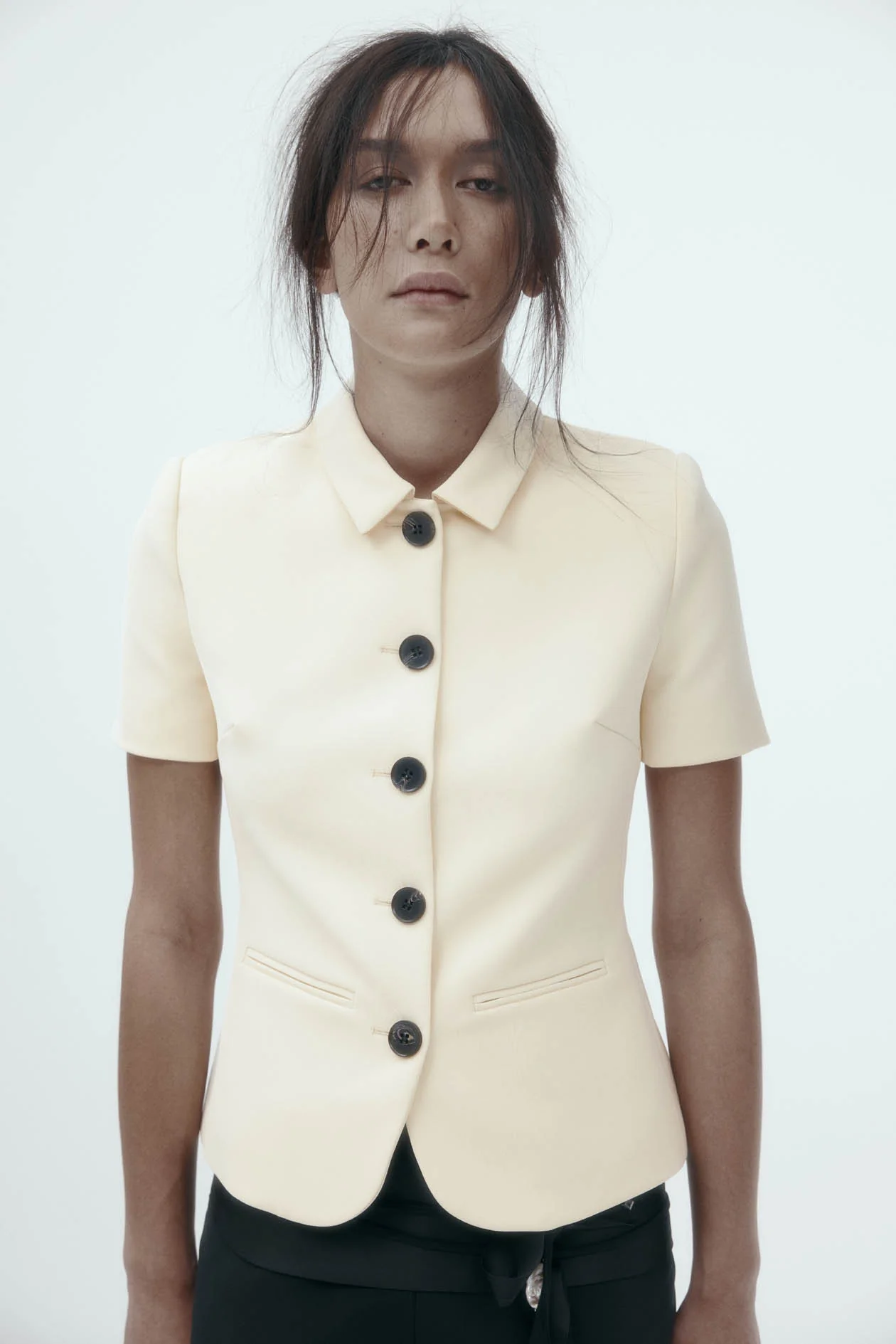 Harris Tapper Short Sleeve Bardot Blazer - Bone - Image 5