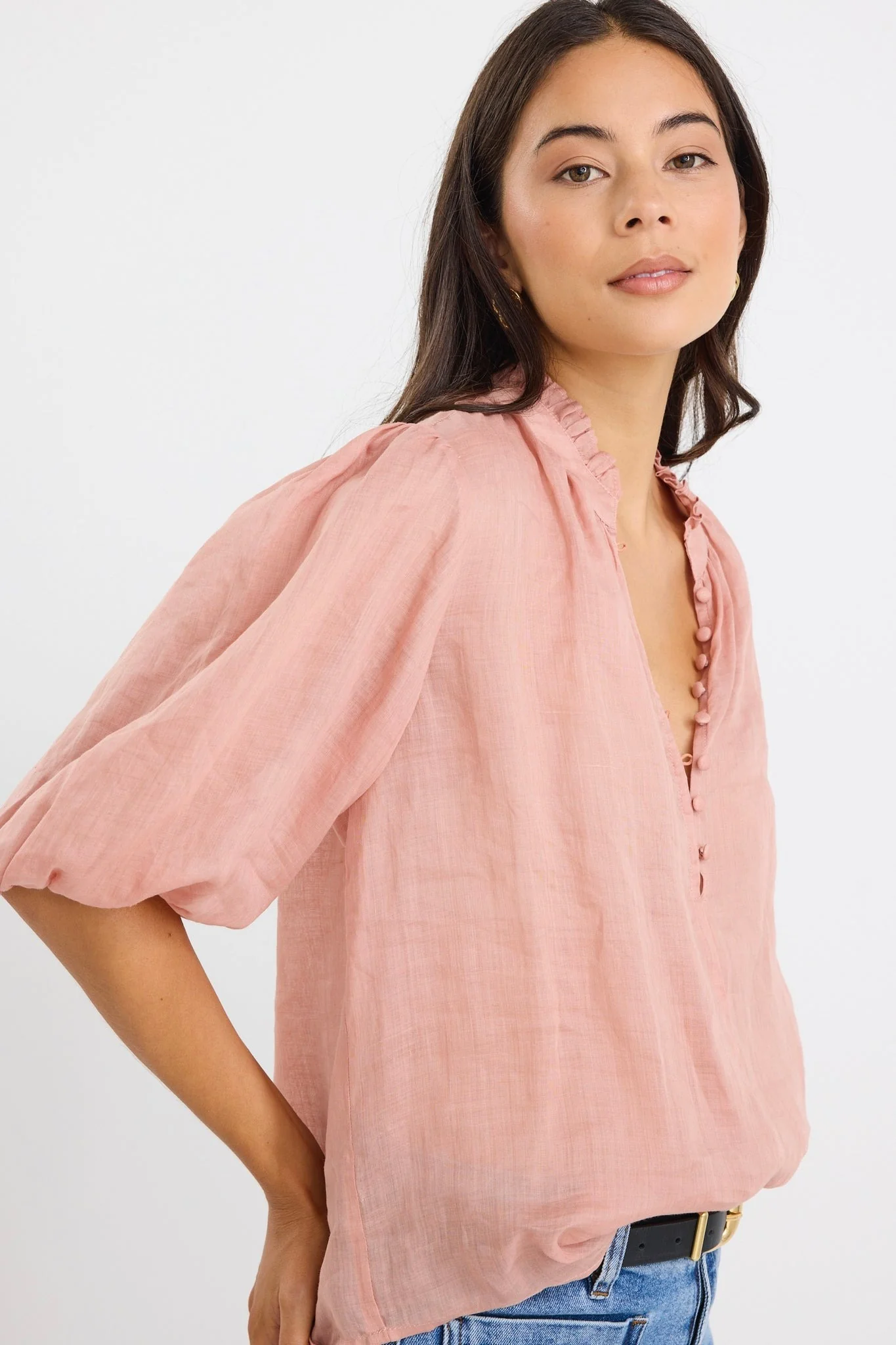 Ivy + Jack Closure Short Sleeve Top - Blush - Image 6