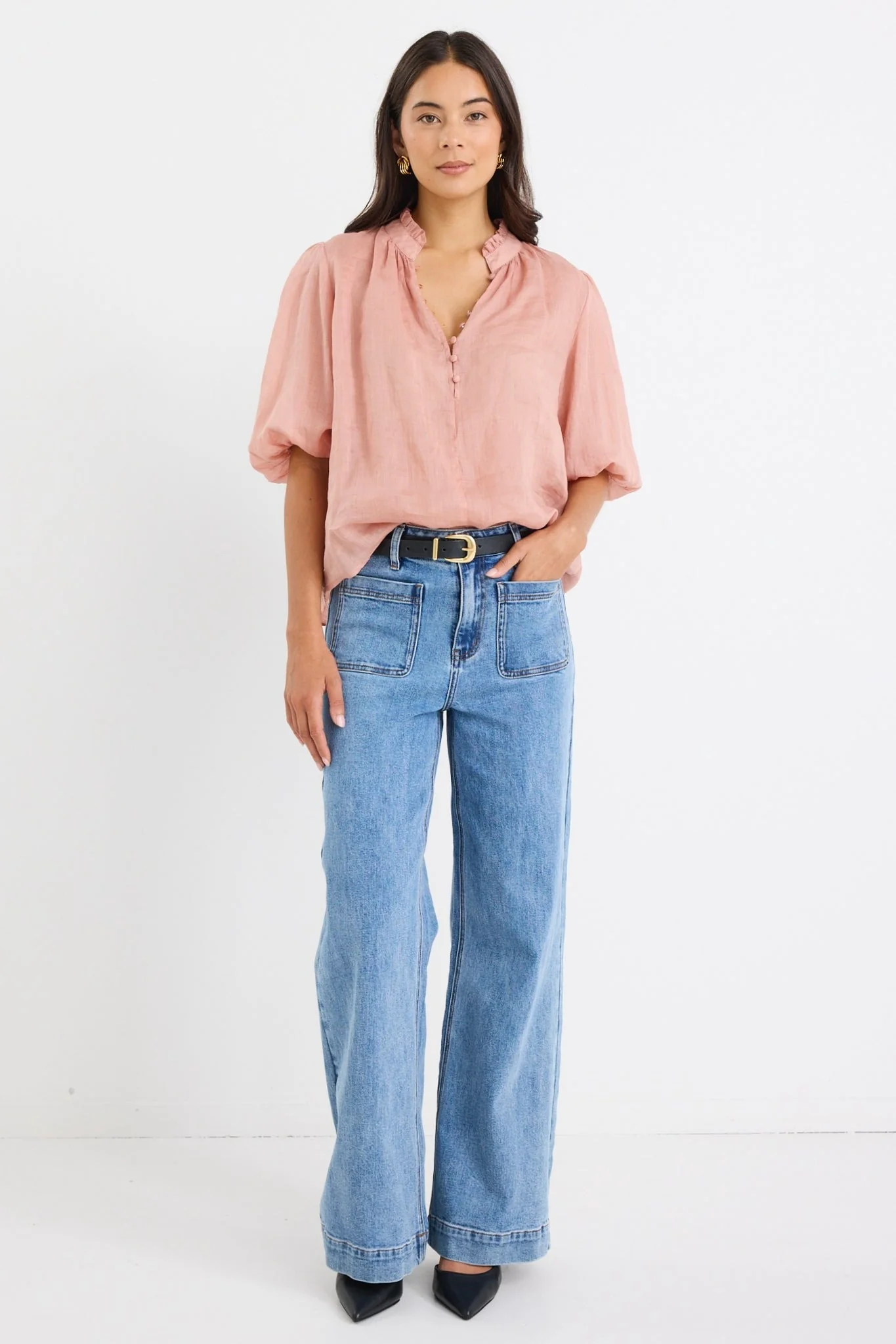 Ivy + Jack Closure Short Sleeve Top - Blush - Image 7