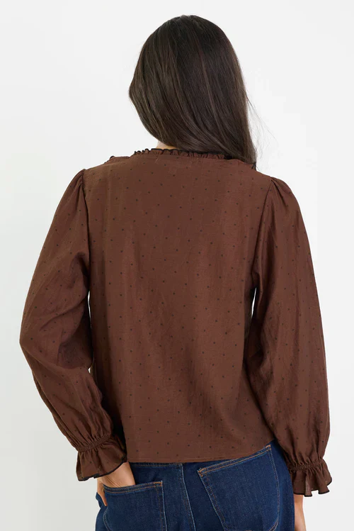 Ivy + Jack Frill Front Mid Sleeve - Chocolate Black Polka Dot - Image 3