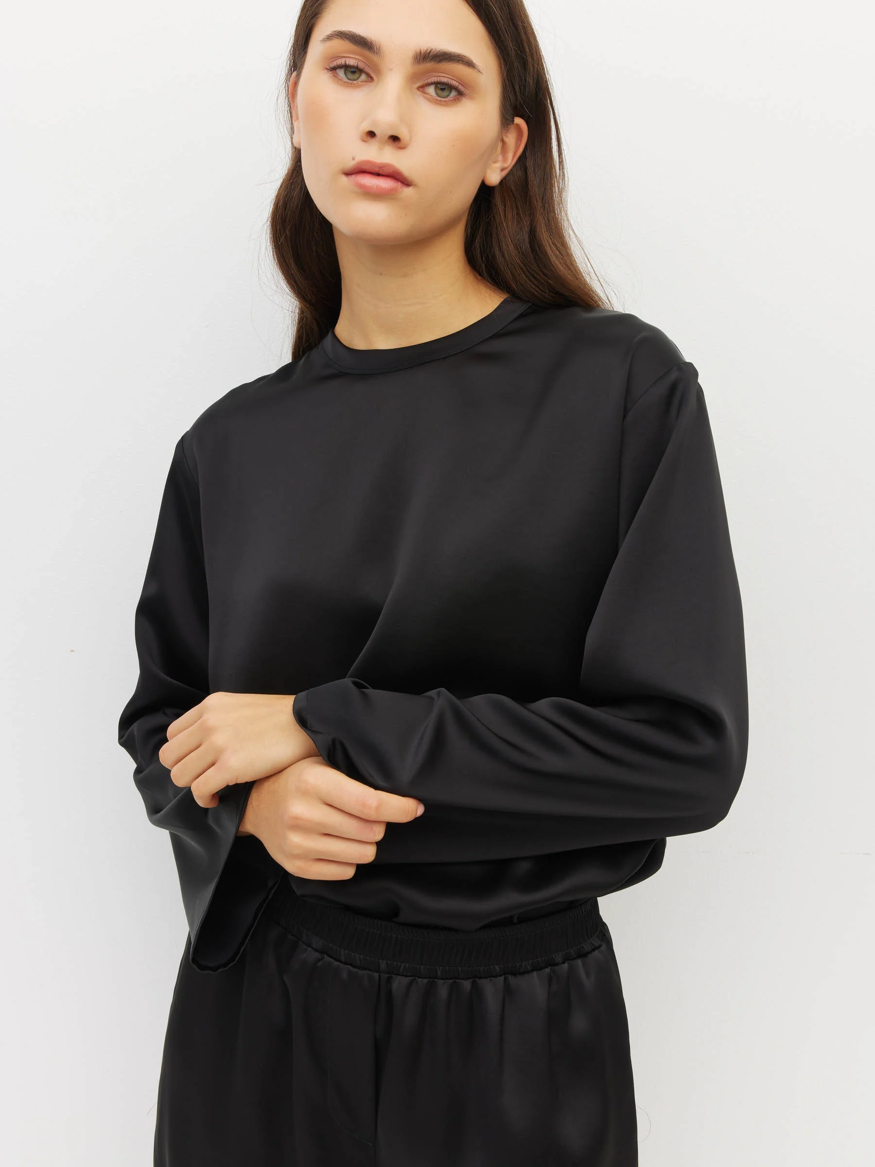 Juliette Hogan Long Sleeve Fancy T - Gloss Black - Image 5