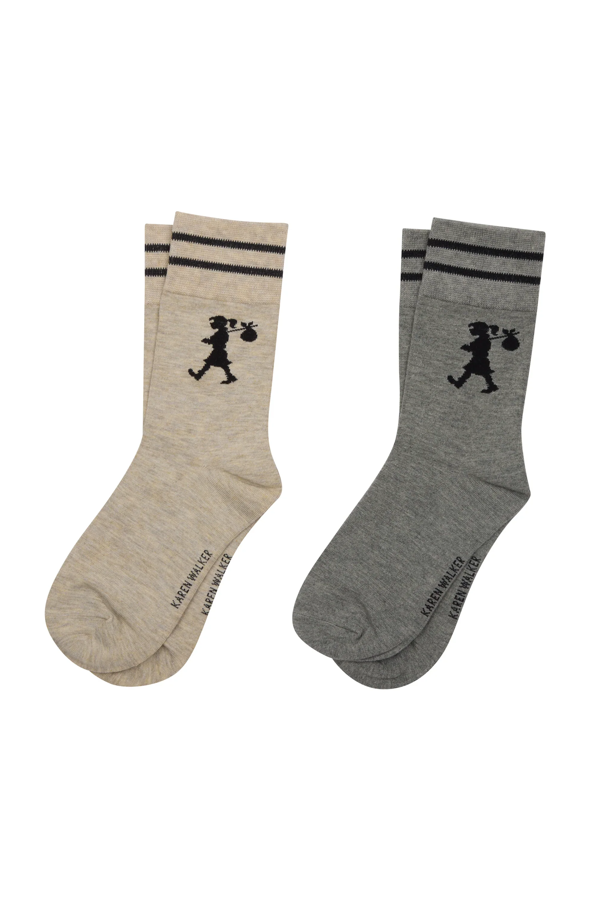 Karen Walker Runaway Girl Socks - Natural/Grey/Black
