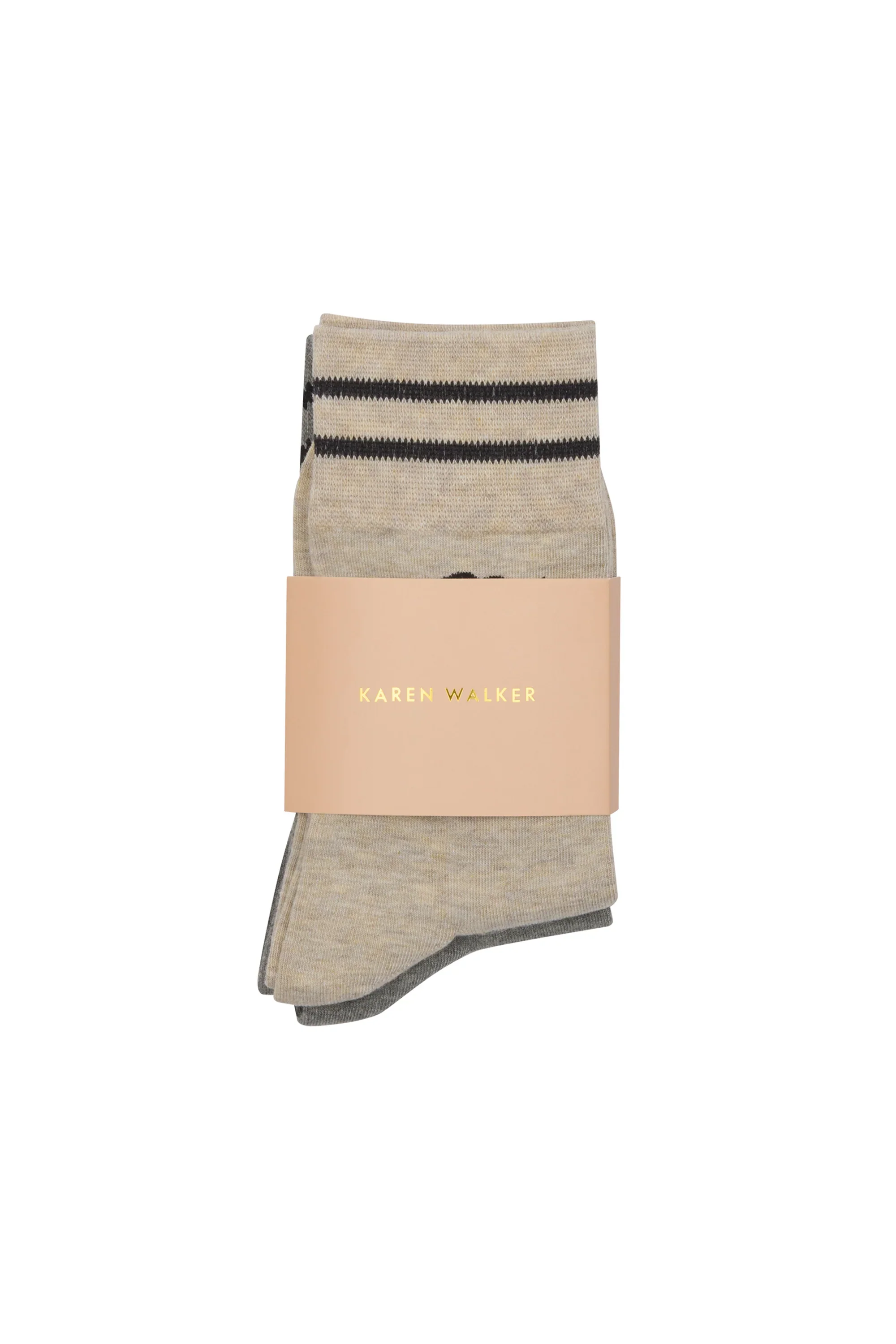 Karen Walker Runaway Girl Socks - Natural/Grey/Black - Image 2