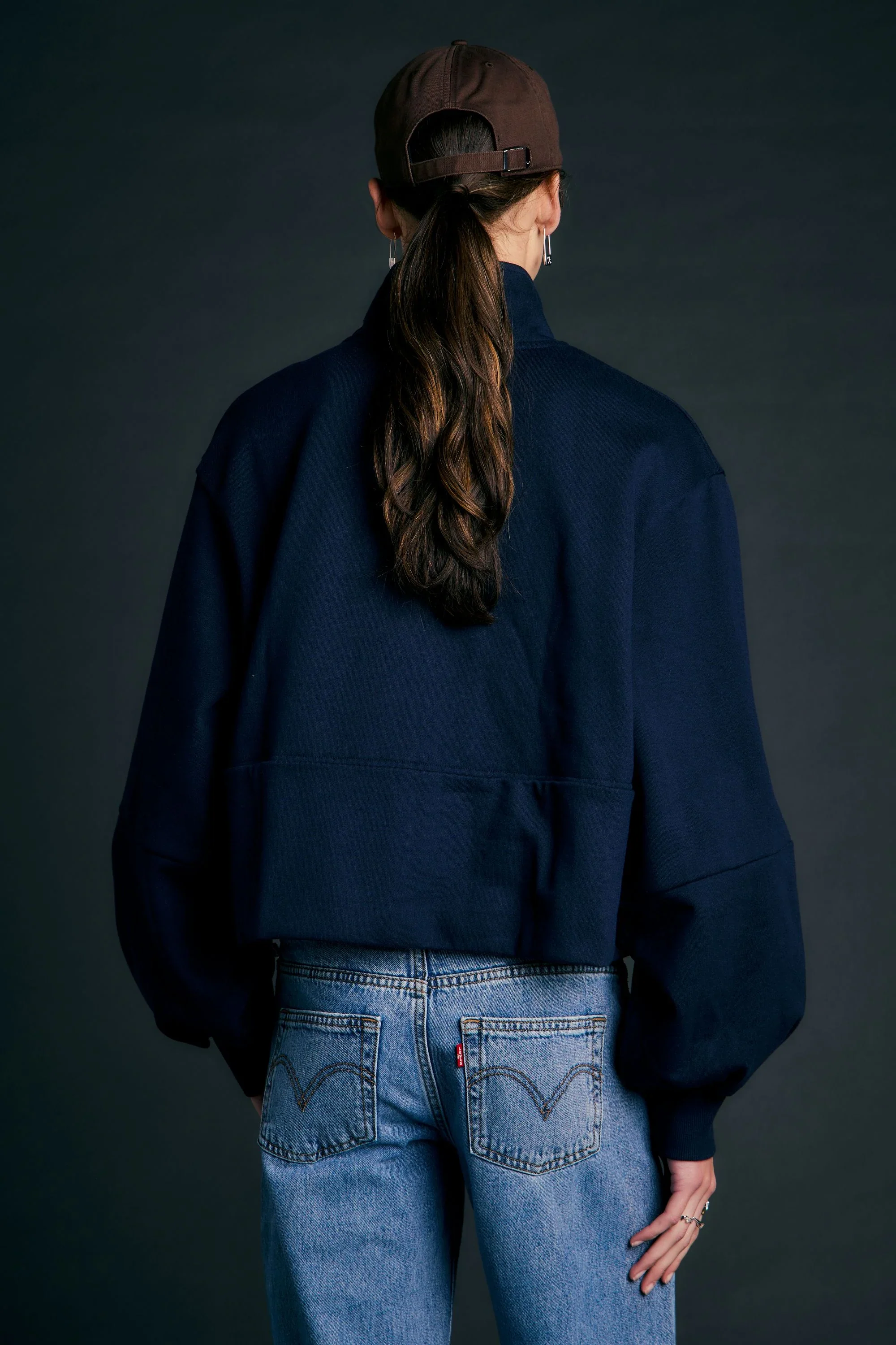 Karen Walker Runaway Zip Front Sweatshirt - Navy - Image 3