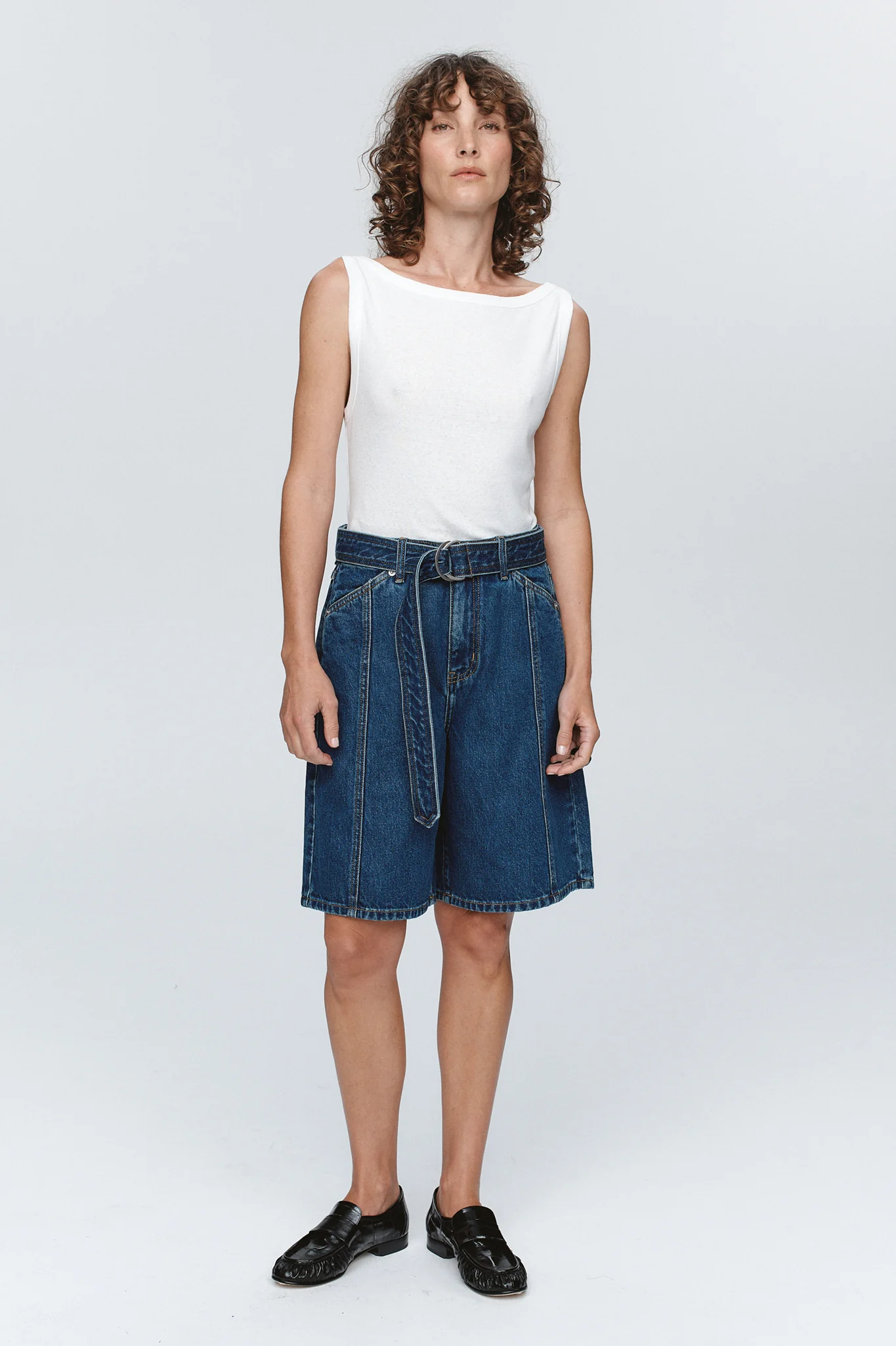 Marle Belted Jean Short - Washed Indigo - Image 2
