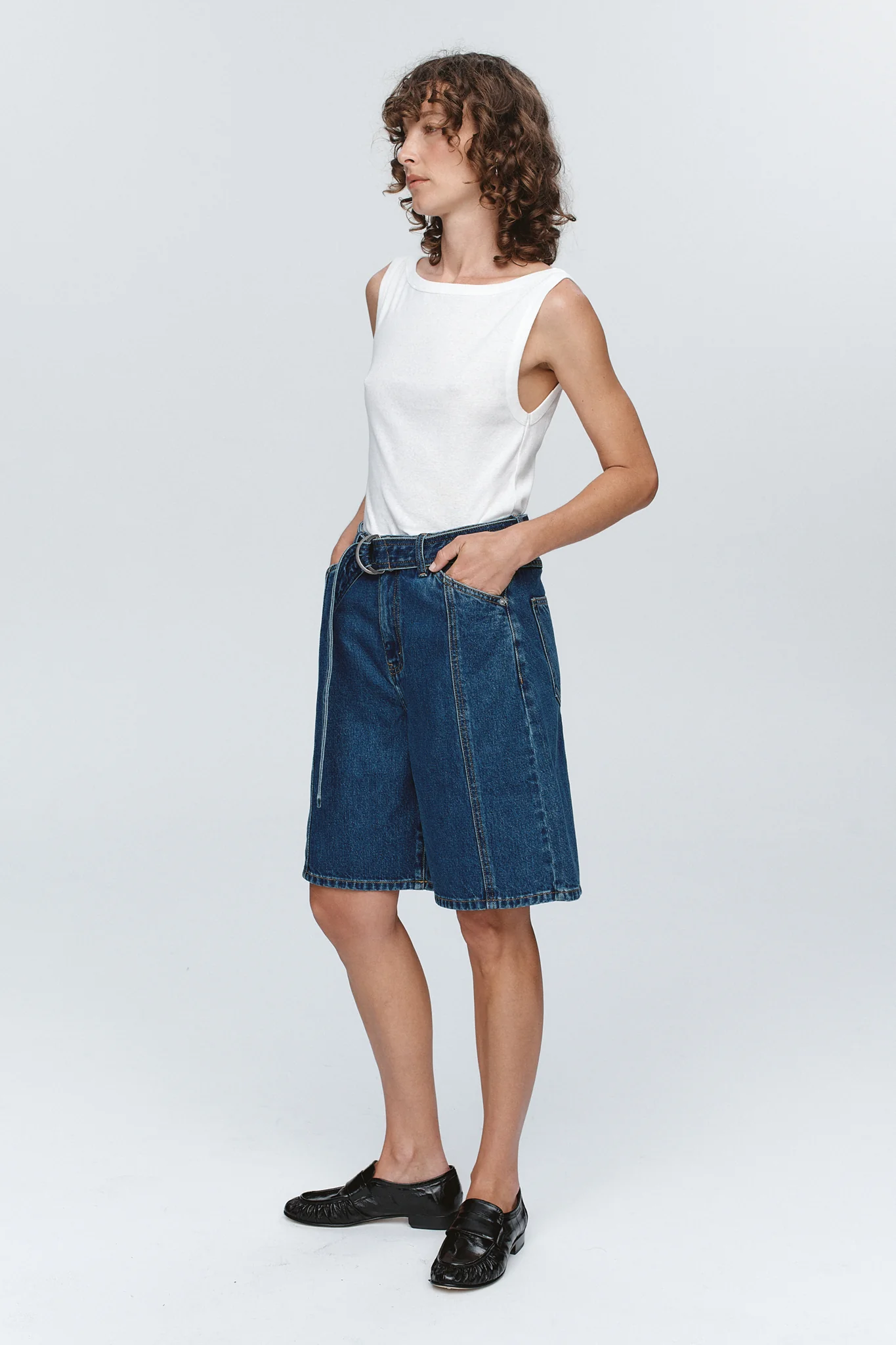 Marle Belted Jean Short - Washed Indigo - Image 4