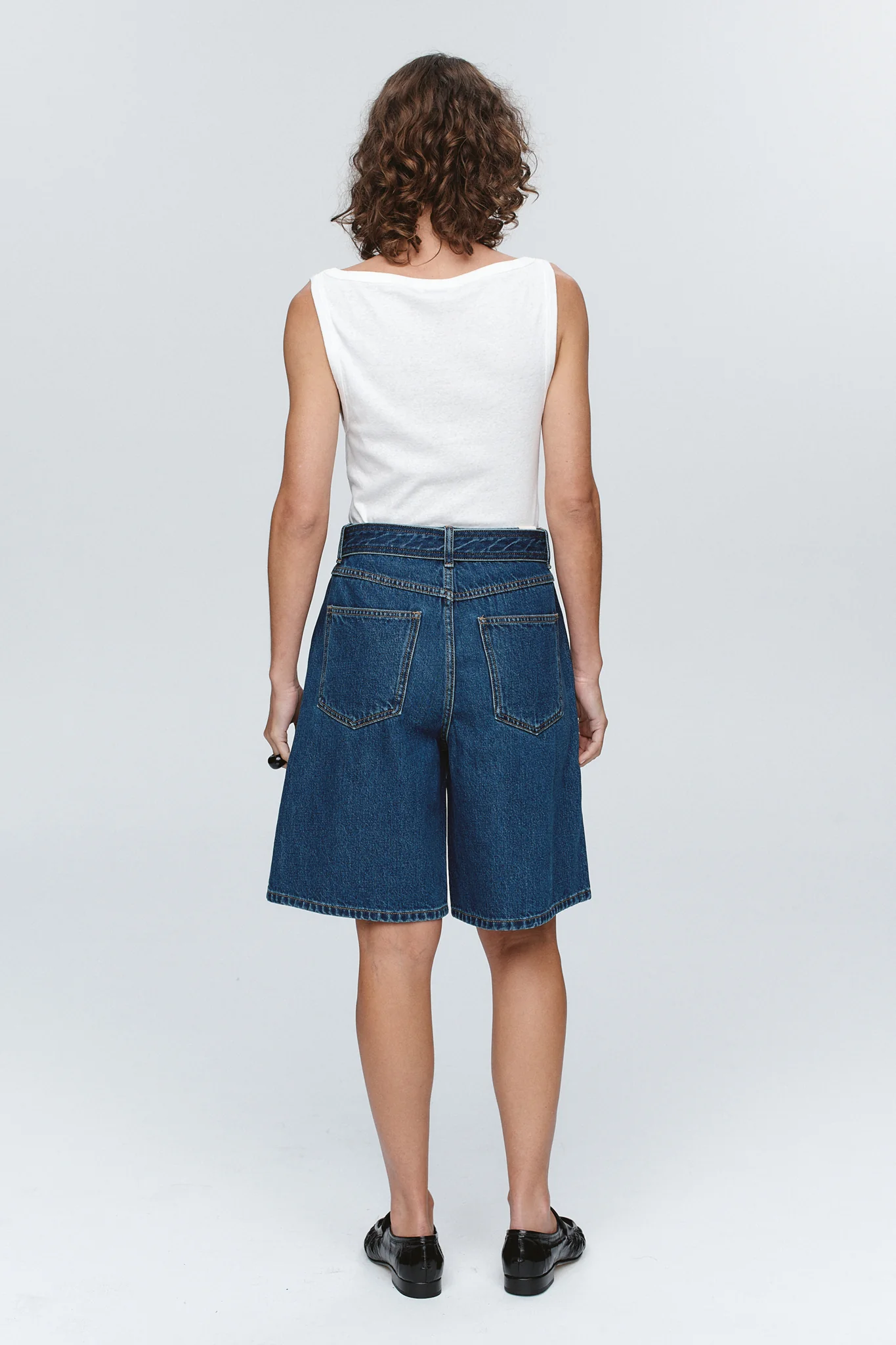 Marle Belted Jean Short - Washed Indigo - Image 5