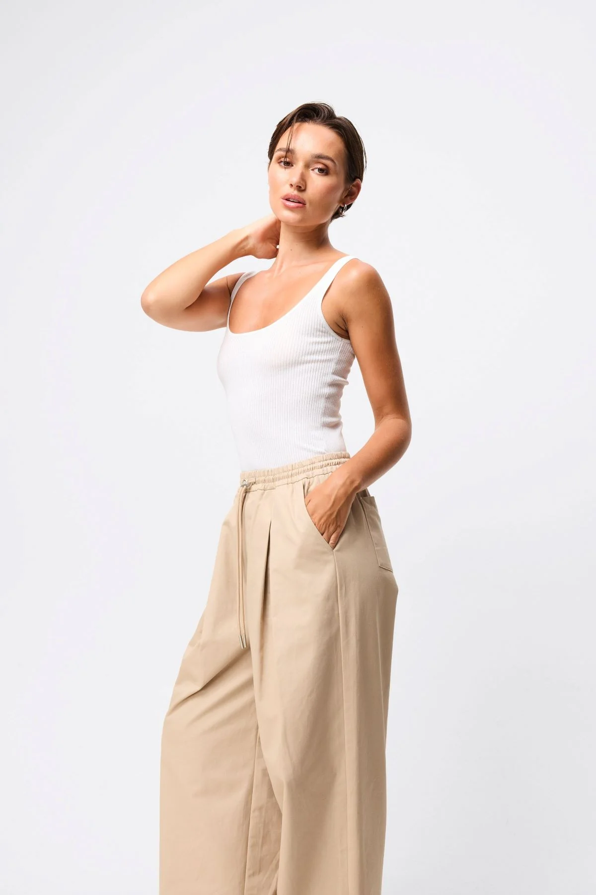 Mossman Fine Line Knit Tank - White - Image 4