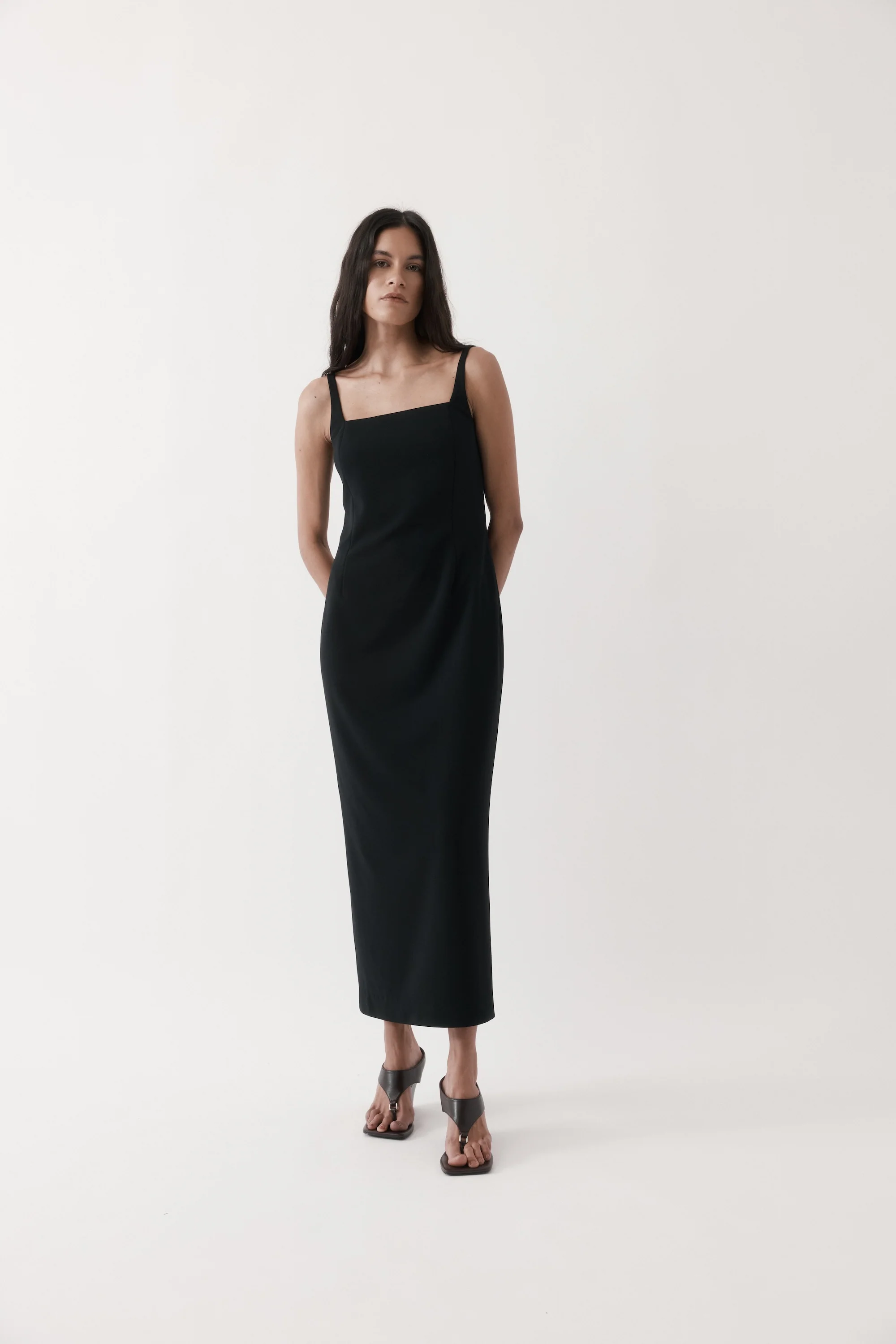 Rebe Column Cape Dress - Black - Image 3
