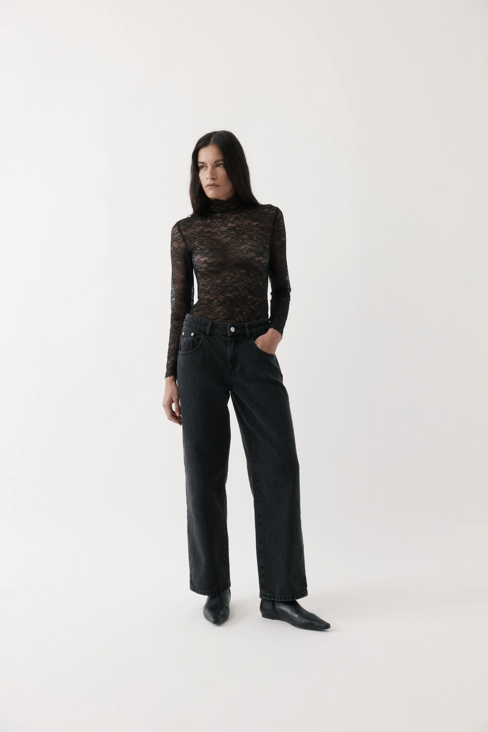Rebe Lace Long Sleeve - Black