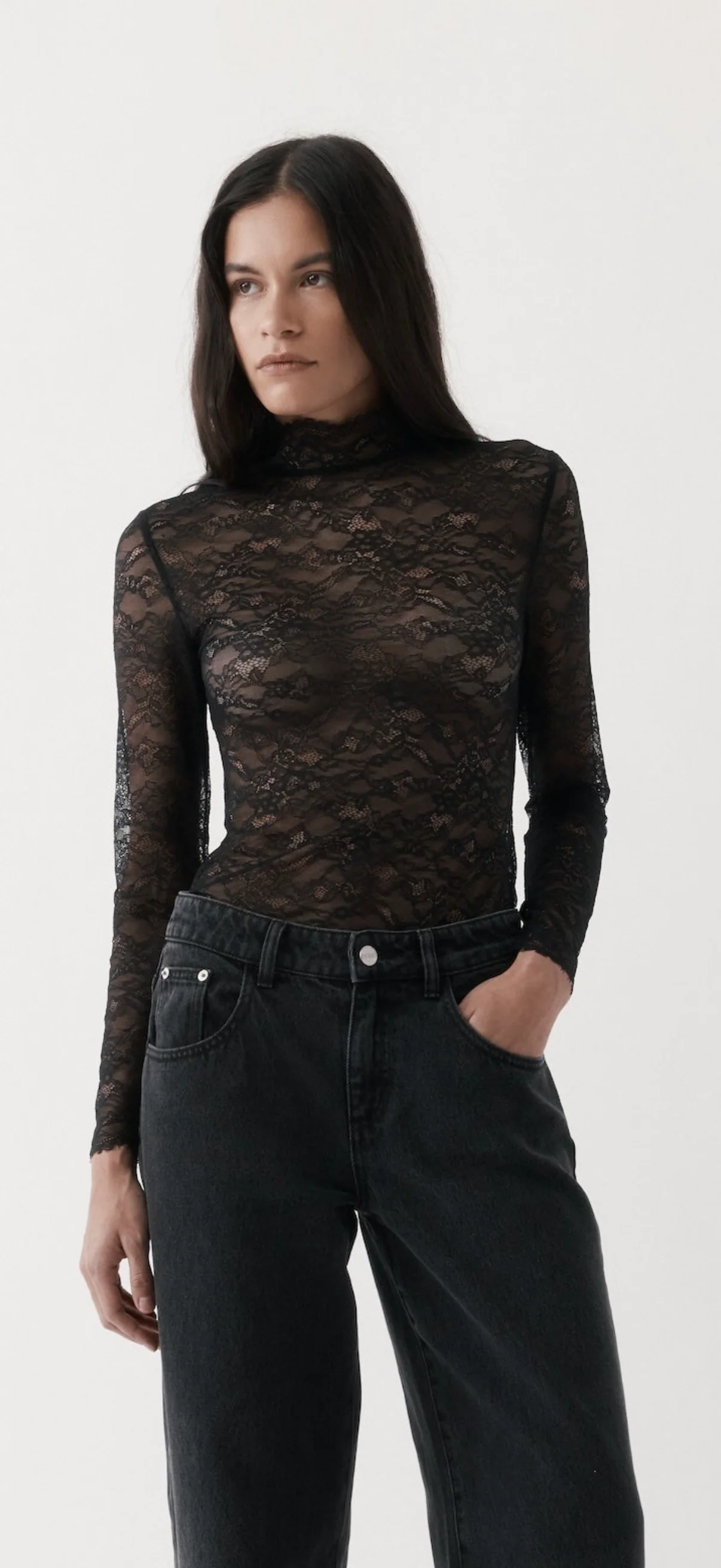 Rebe Lace Long Sleeve - Black - Image 2