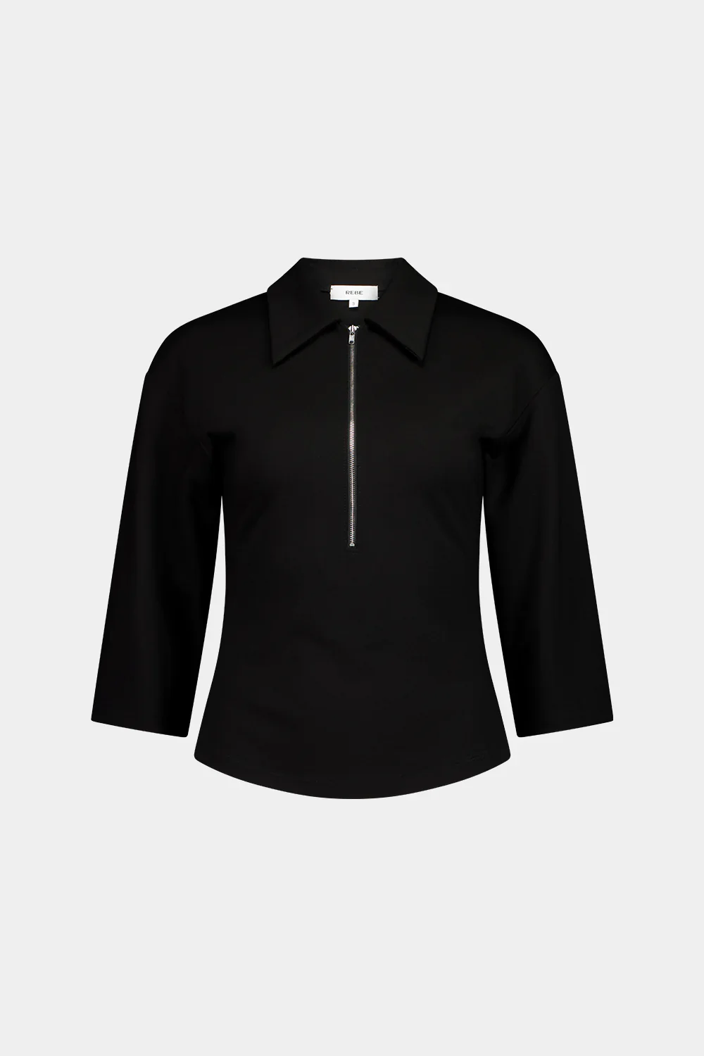 Rebe Zip-Front Polo - Black - Image 3