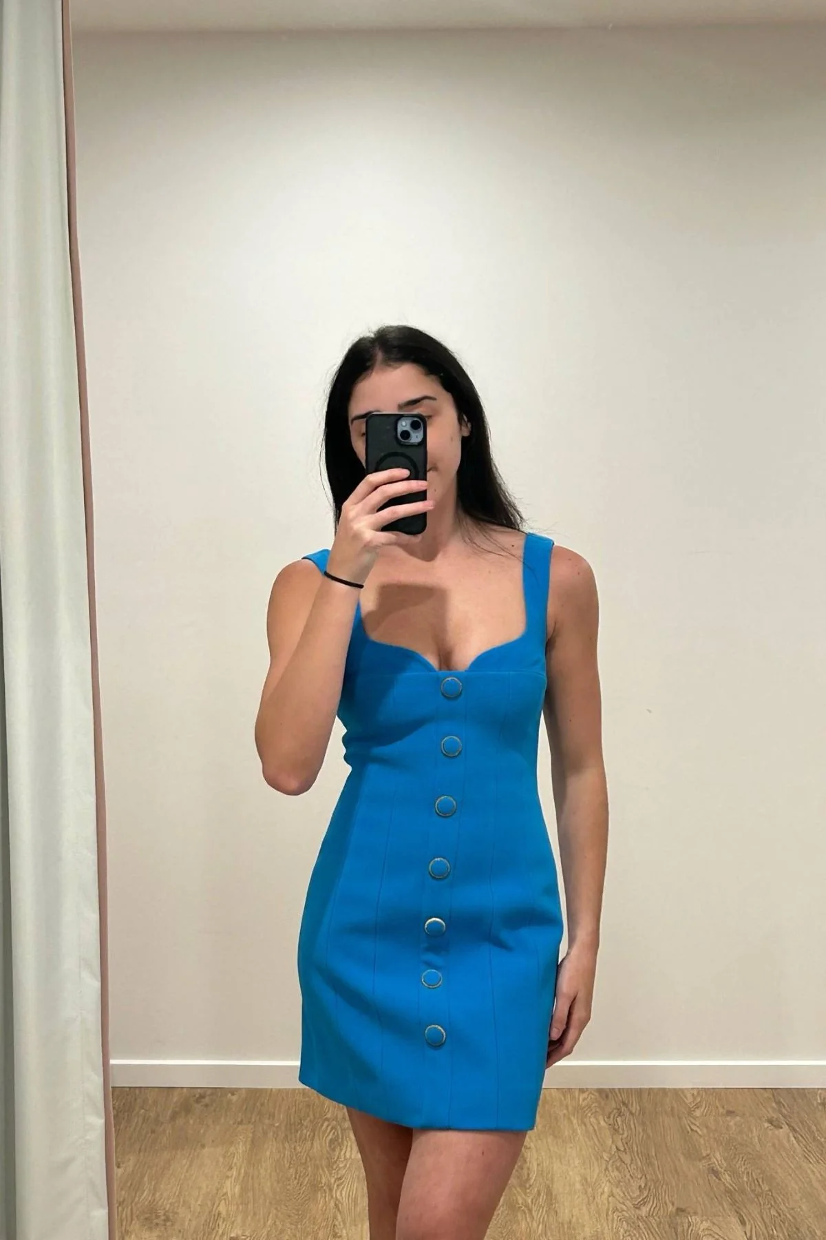 Rebecca Vallance Skyla Button Mini Dress - Blue - Image 6