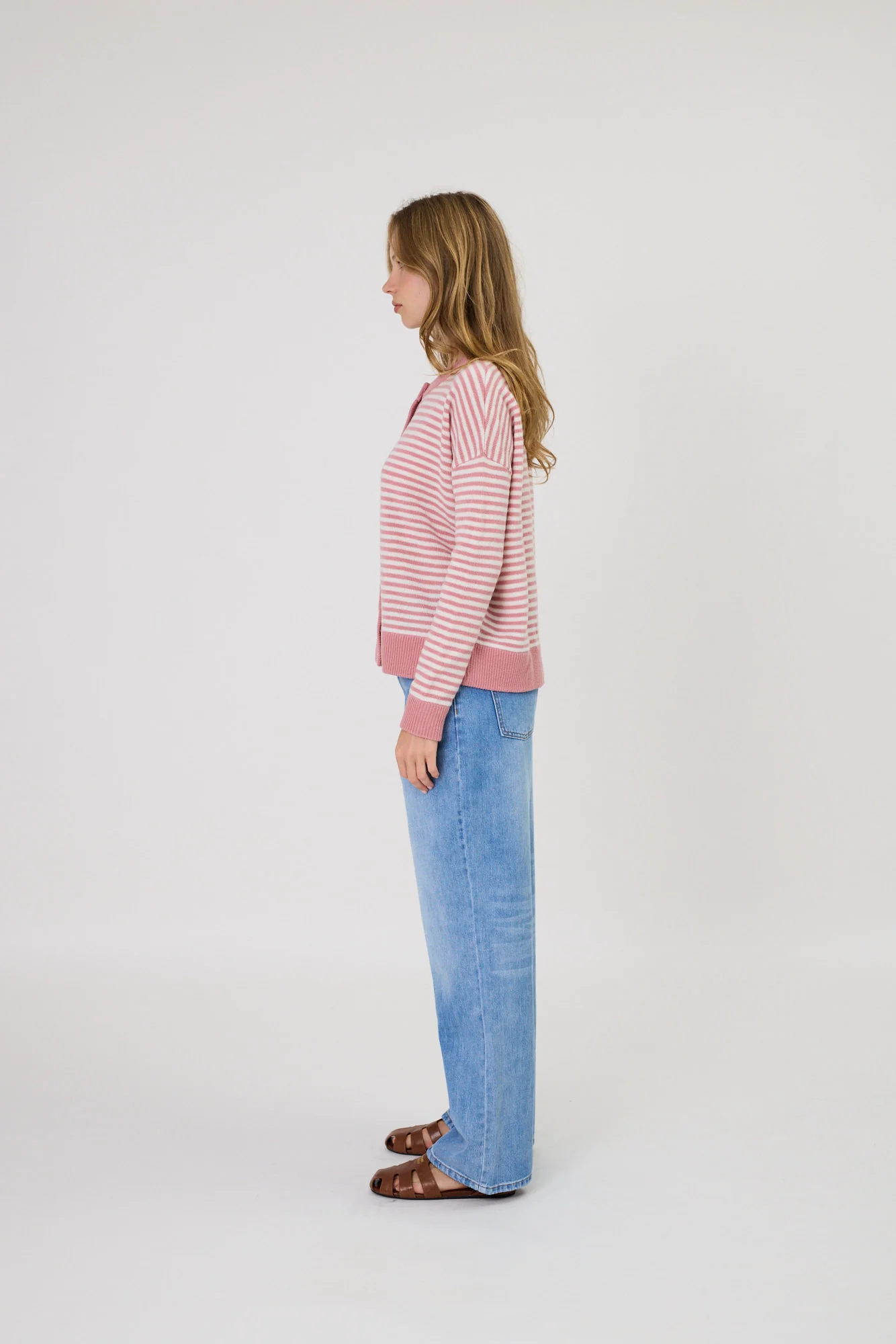Remain x Hyde Exclusive Merino Tali Cardigan - Rose Stripe - Image 4