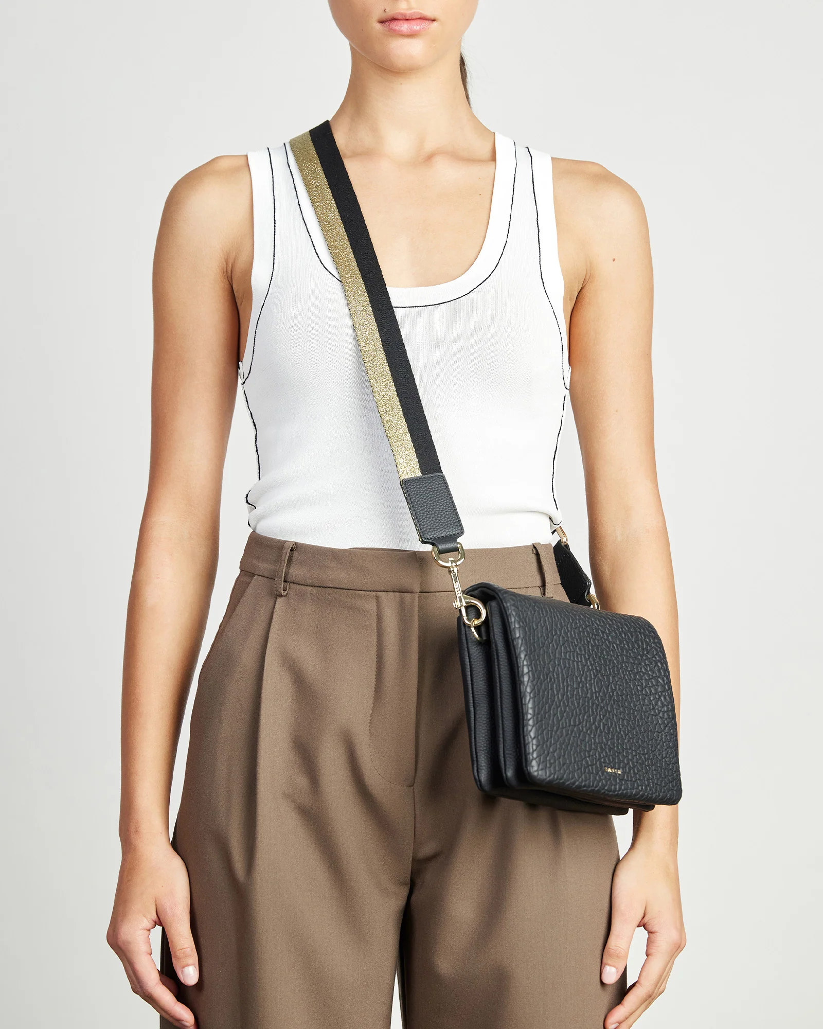 SABEN Feature Strap Webbing - Gold + Black Stripe