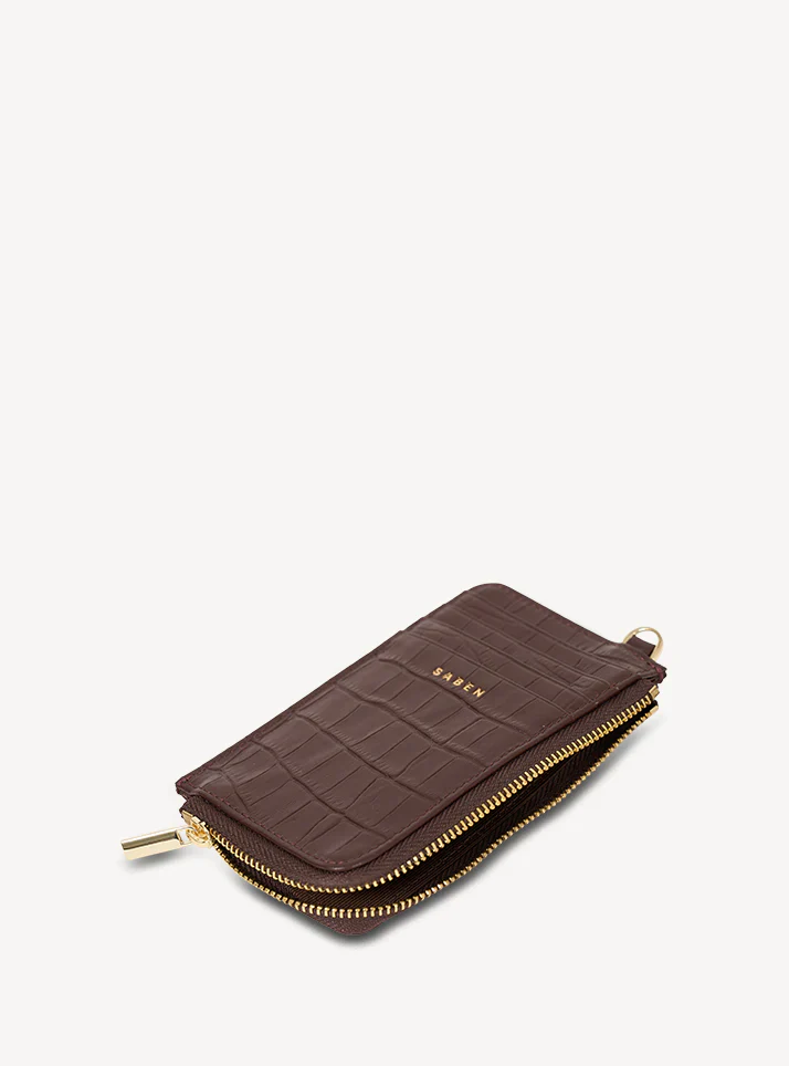 Saben Winona Card Holder - Espresso Croc - Image 2